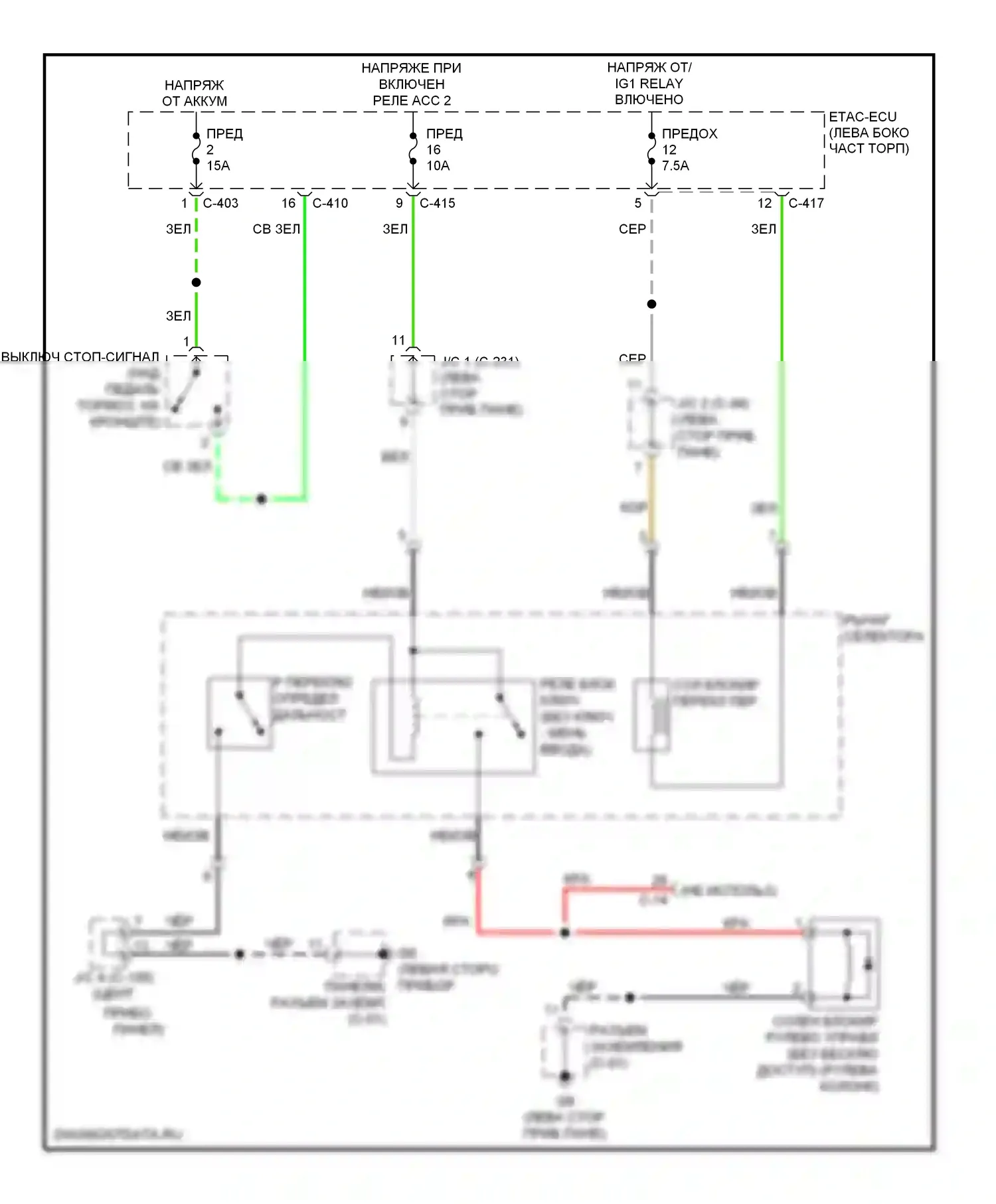 Outlander Mitsubishi III рестайлинг (2014-2015): Электросхема блокировки селектора 