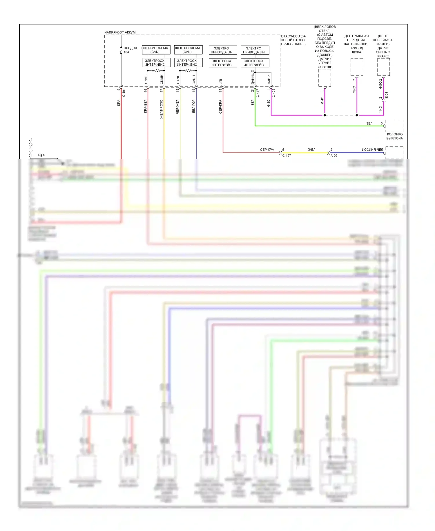 Outlander Mitsubishi III рестайлинг (2014-2015): Can шина электросхема (1 из 2) 