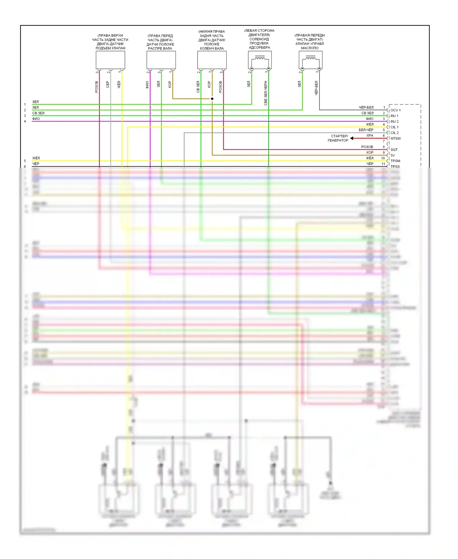 Outlander Mitsubishi III рестайлинг (2014-2015): Электросхема двигателя 2.4л (5 из 5) 