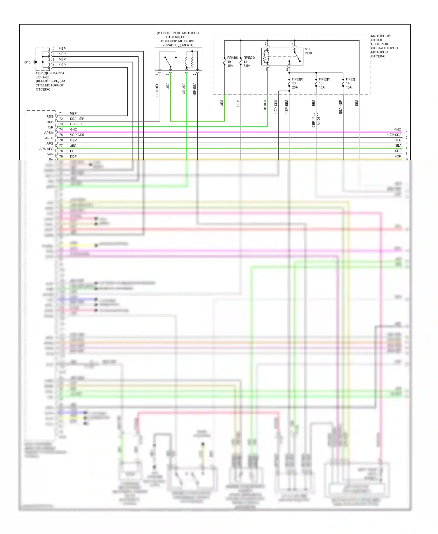 Outlander Mitsubishi III рестайлинг (2014-2015): Электросхема двигателя 3.0l (1 из 4) 