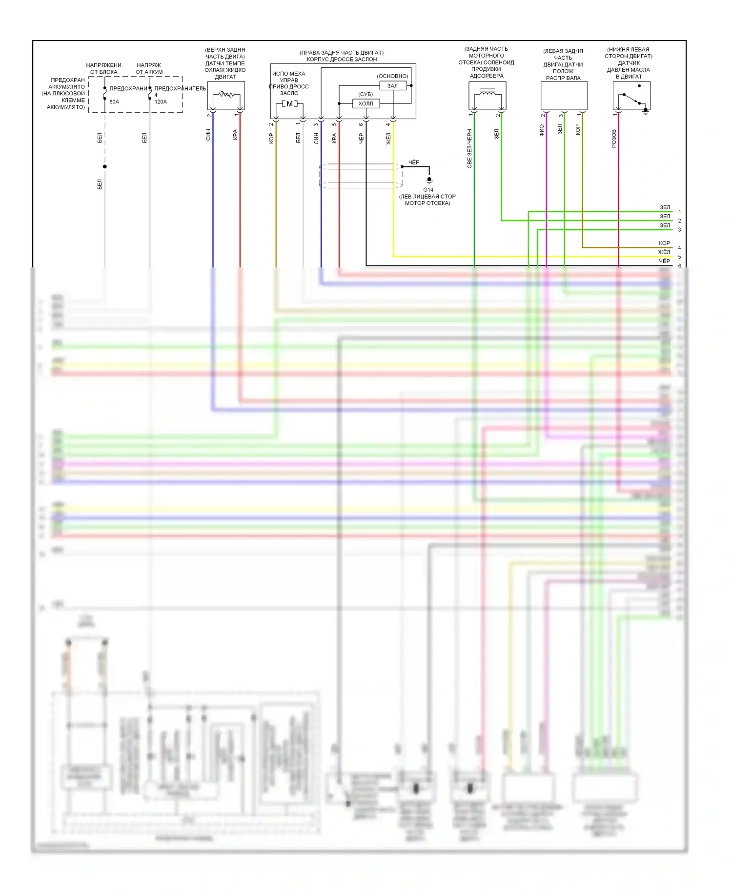 Outlander Mitsubishi III рестайлинг (2014-2015): Электросхема двигателя 3.0l (3 из 4) 