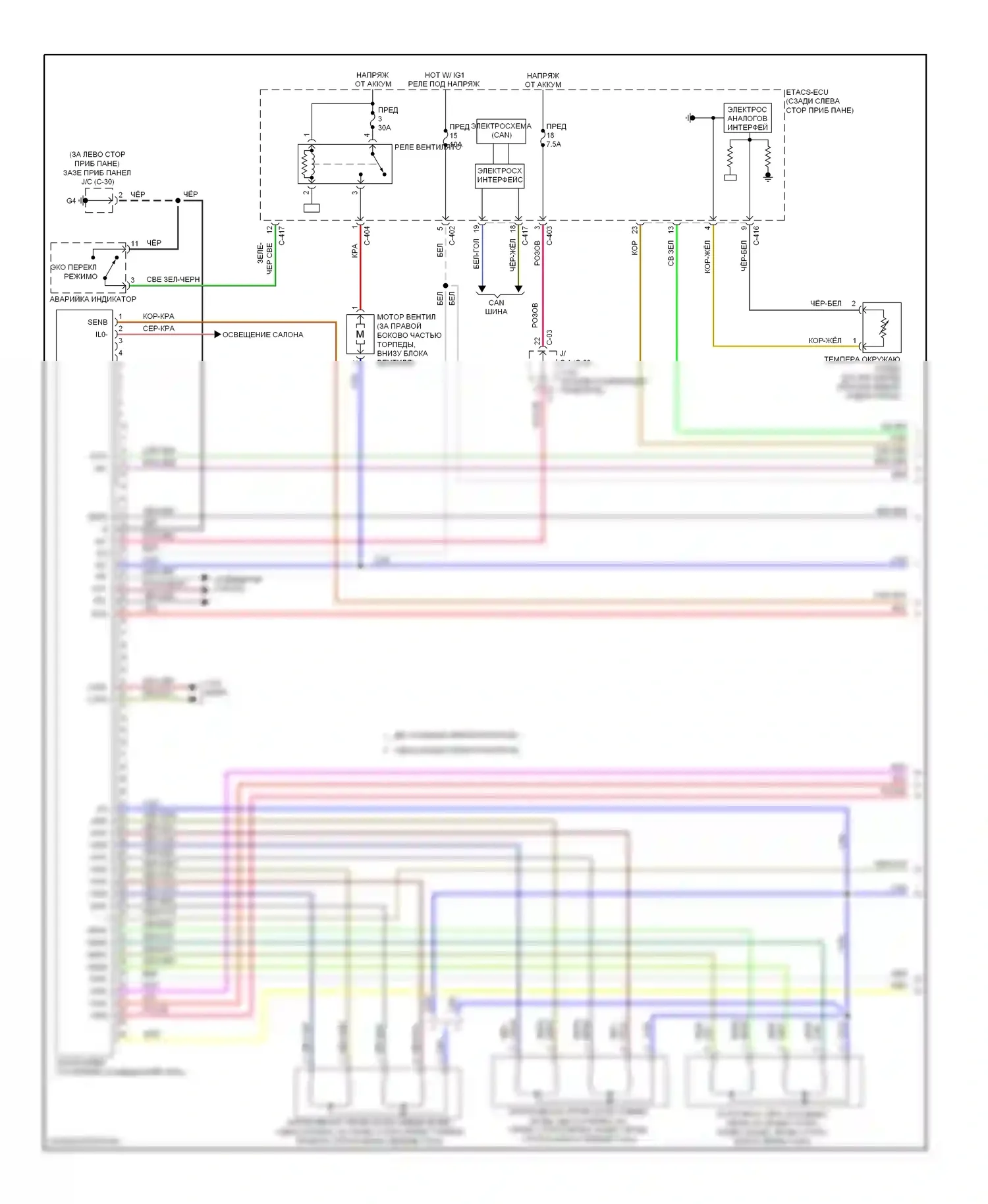 Outlander Mitsubishi III рестайлинг (2014-2015): Электросхема климат контроля (1 из 3) 