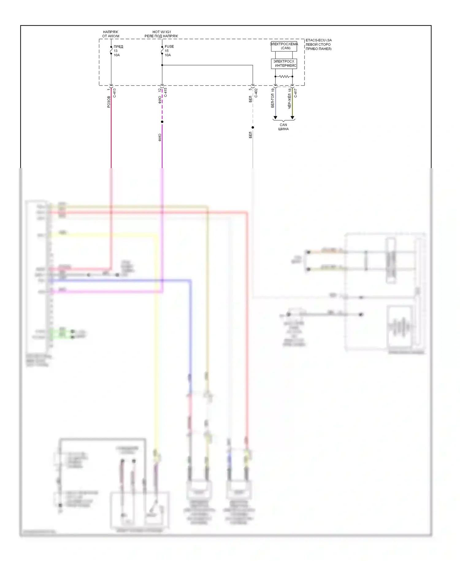 Outlander Mitsubishi III рестайлинг (2014-2015): Электросхема awc 