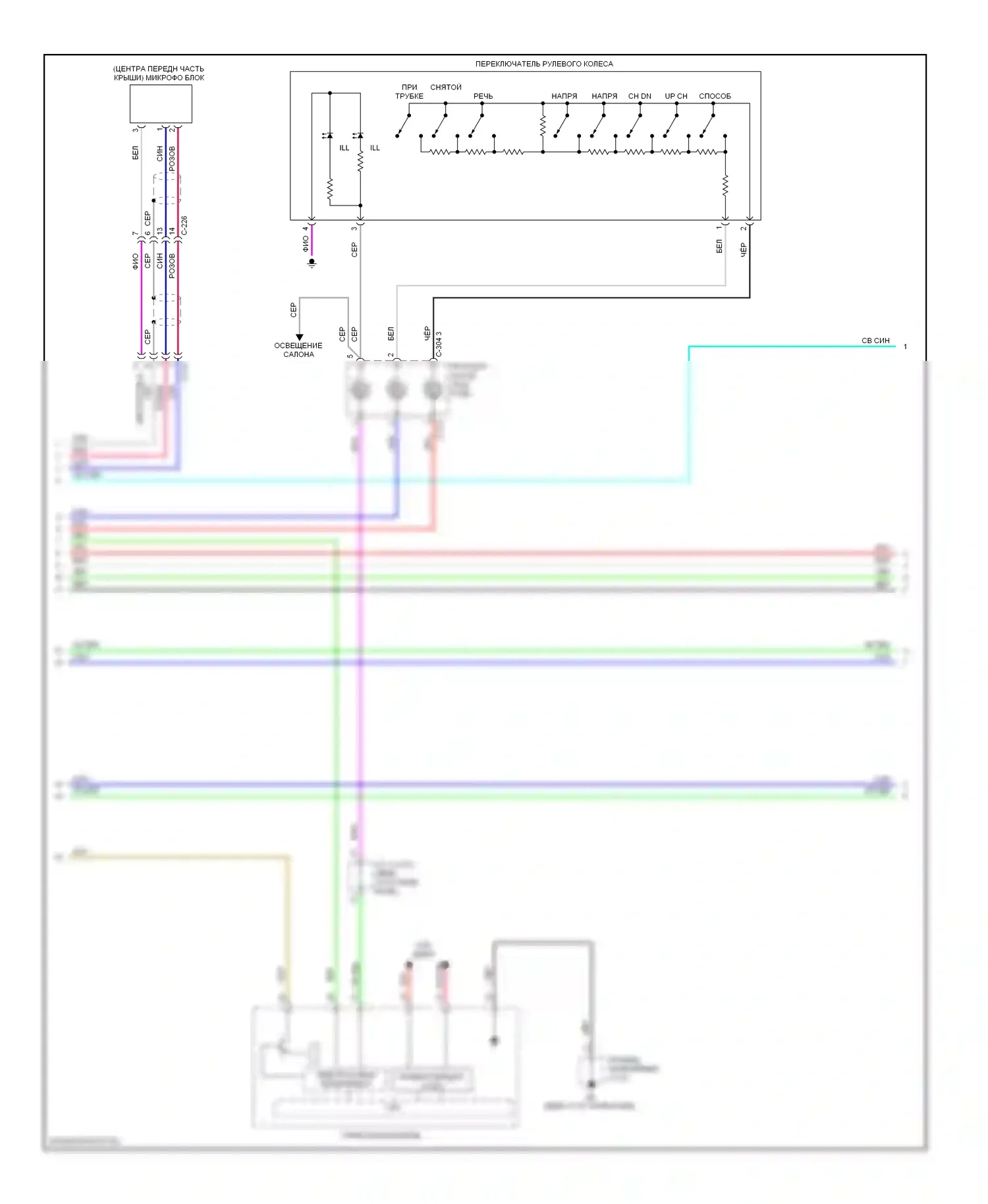 Outlander Mitsubishi III рестайлинг (2014-2015): Электросхема магнитолы, без системы мультисвязи, с усилителем (2 из 3) 