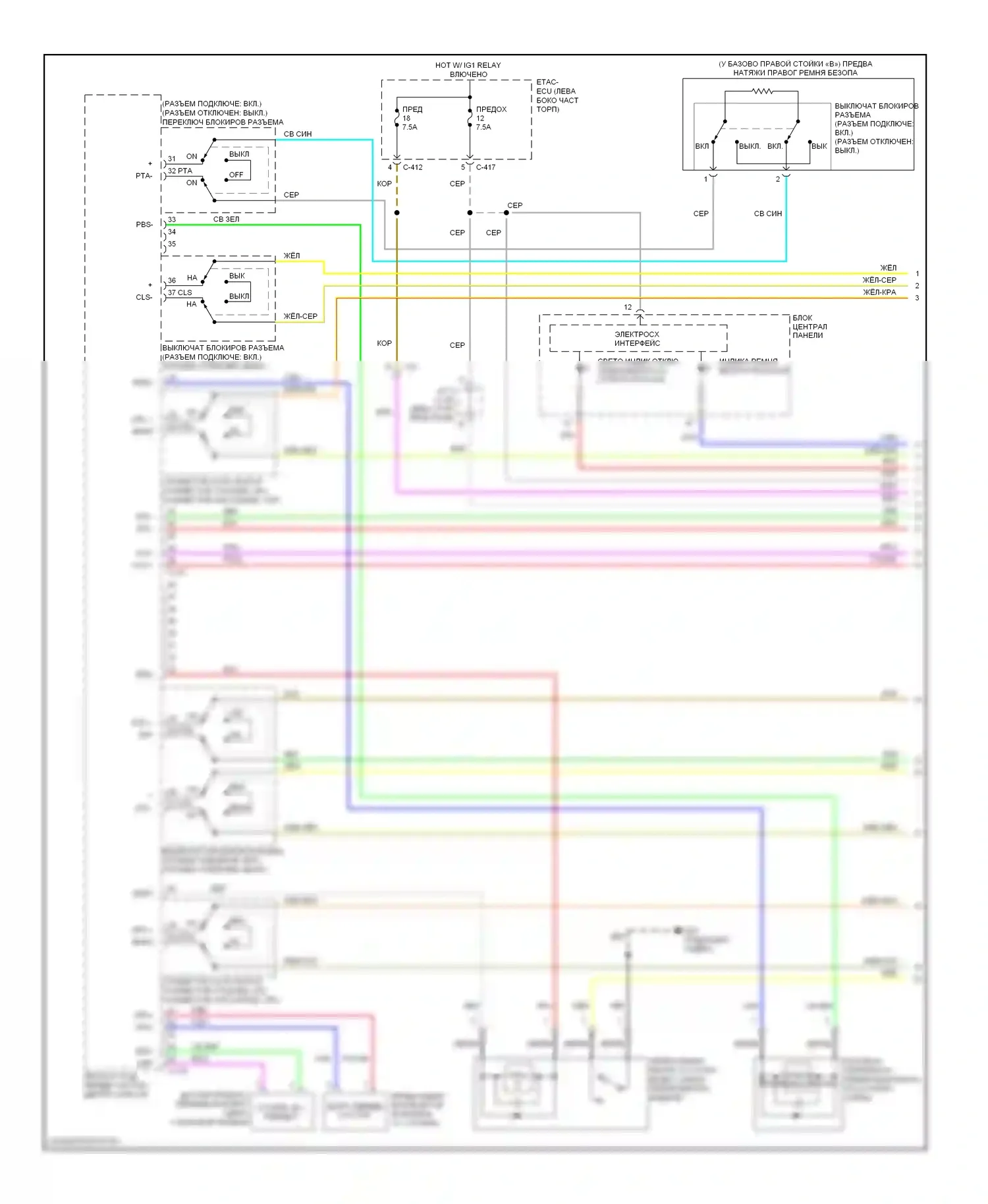 Outlander Mitsubishi III рестайлинг (2014-2015): Электросхема подушек безопасности (1 из 4) 