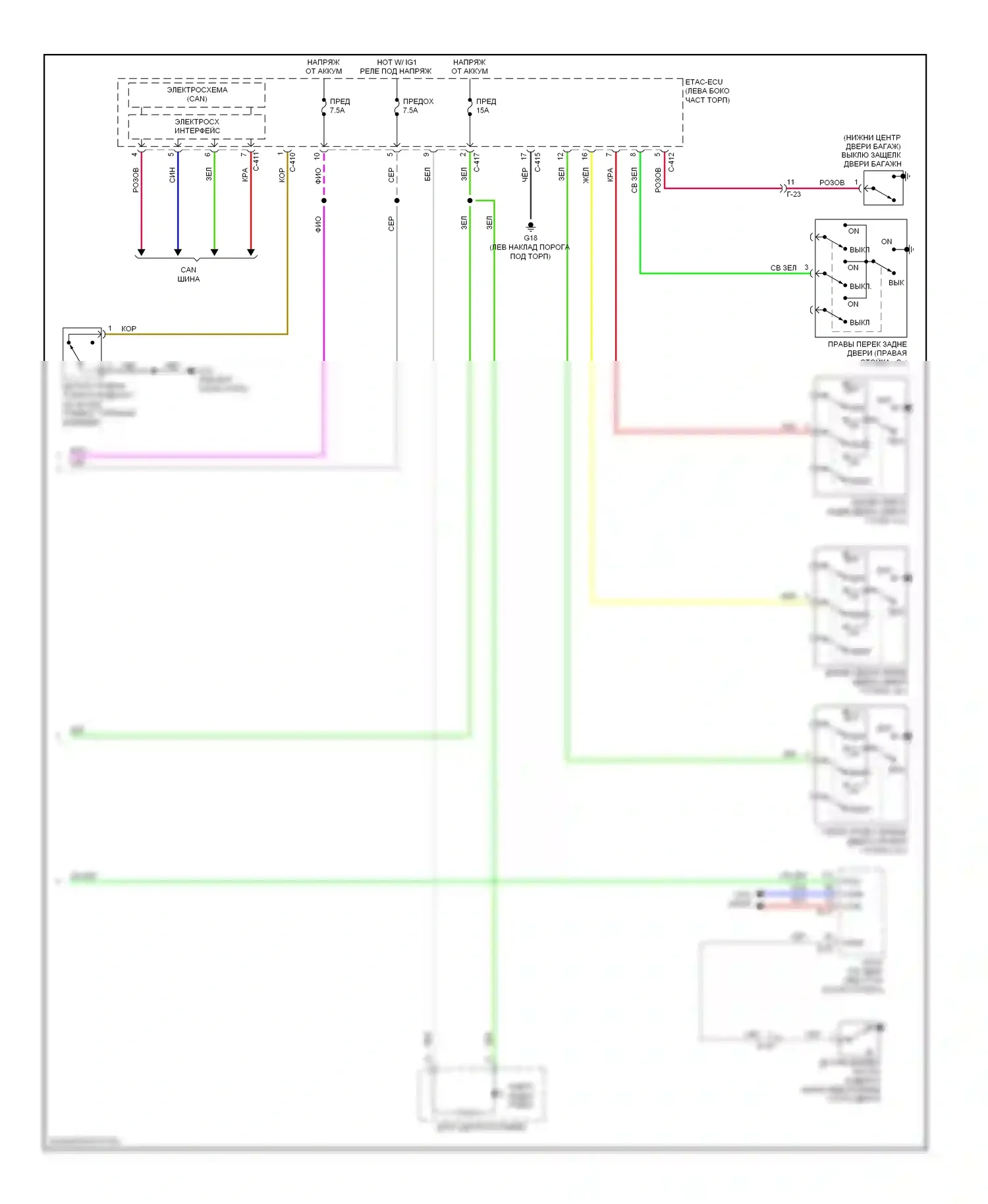 Outlander Mitsubishi III рестайлинг (2014-2015): Электросхема приборной панели (2 из 2) 