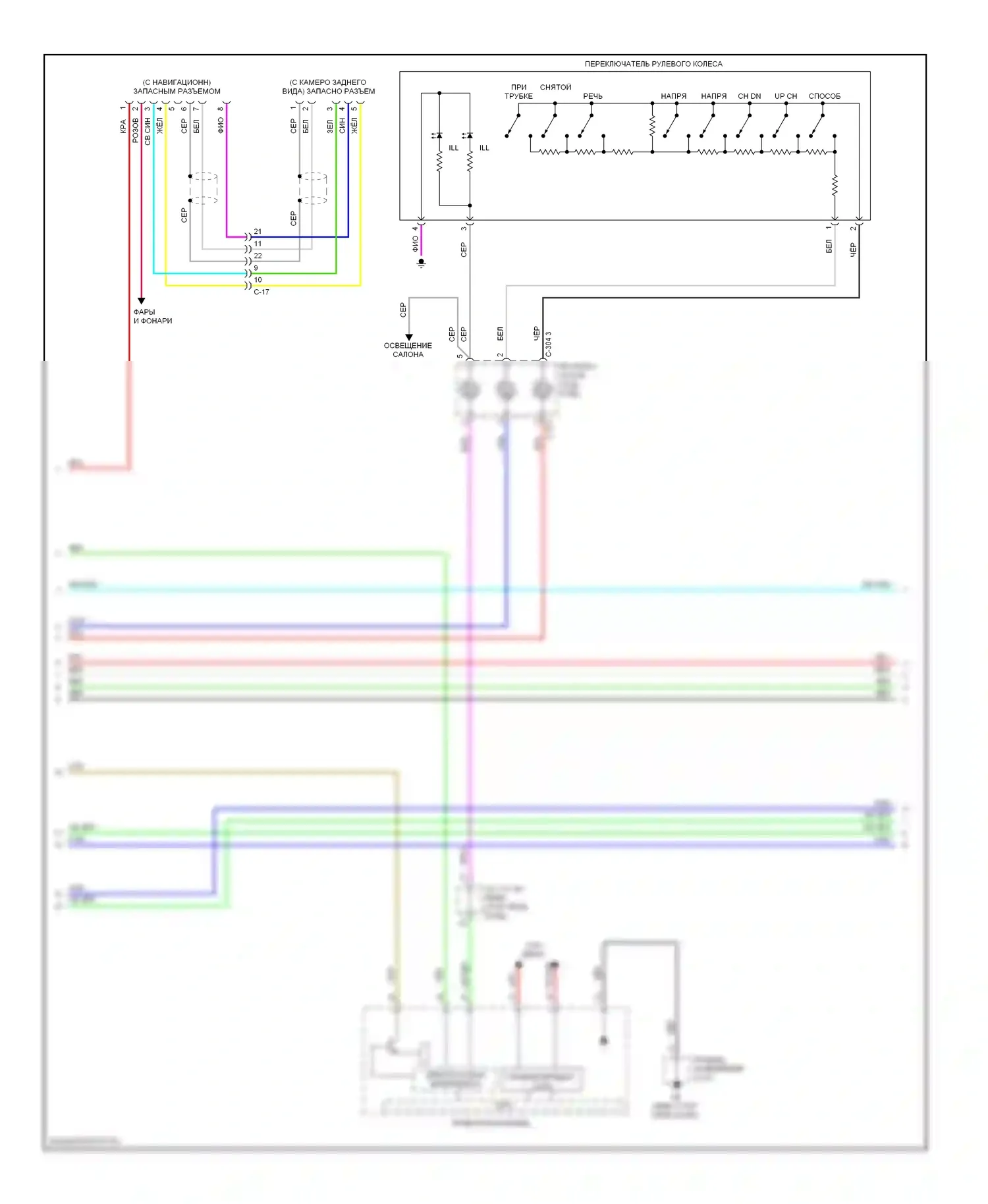 Outlander Mitsubishi III рестайлинг (2014-2015): Электросхема навигации, с усилителем (2 из 3) 