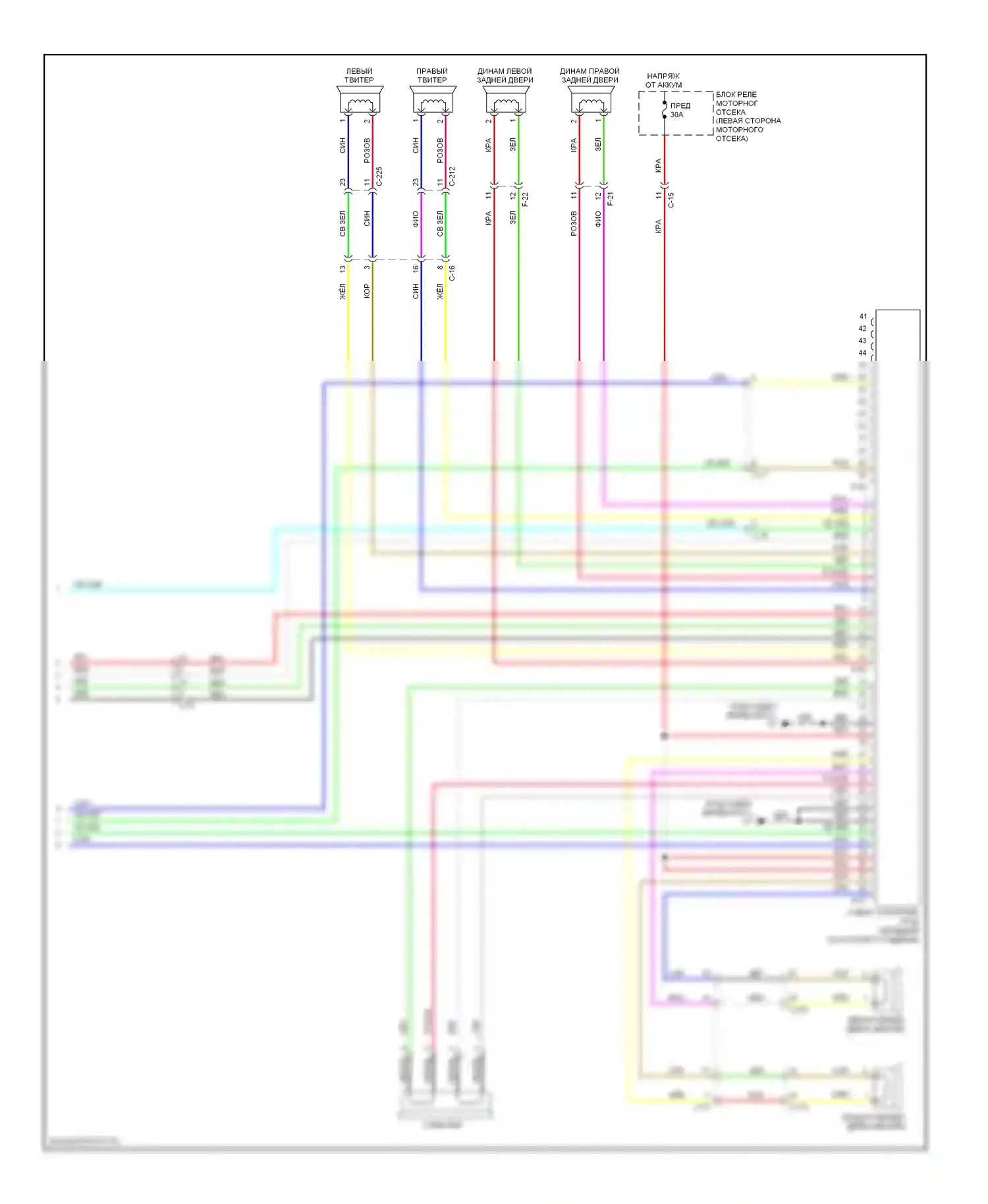 Outlander Mitsubishi III рестайлинг (2014-2015): Электросхема навигации, с усилителем (3 из 3) 