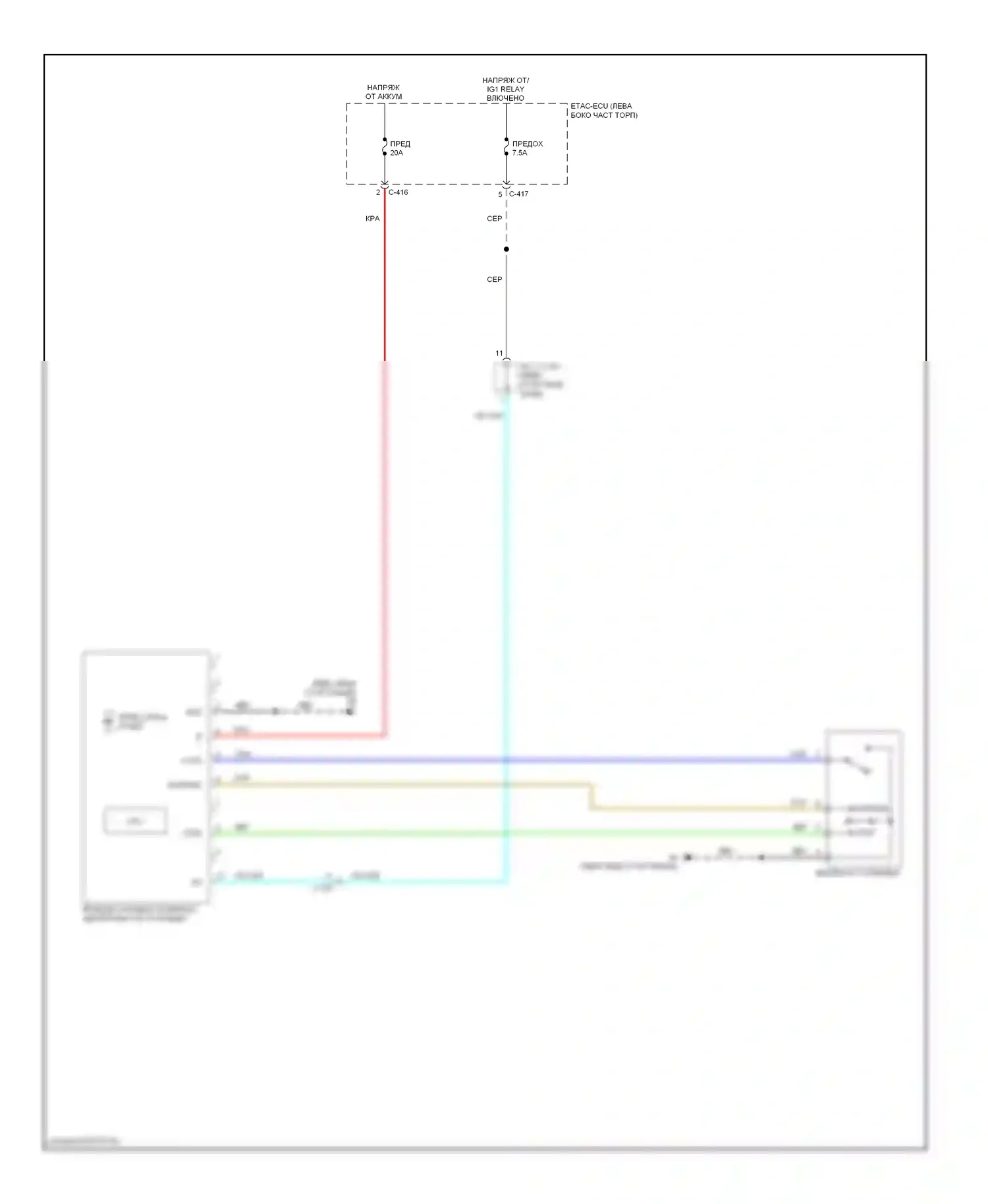 Outlander Mitsubishi III рестайлинг (2014-2015): Электросхема складной крыши/люка 