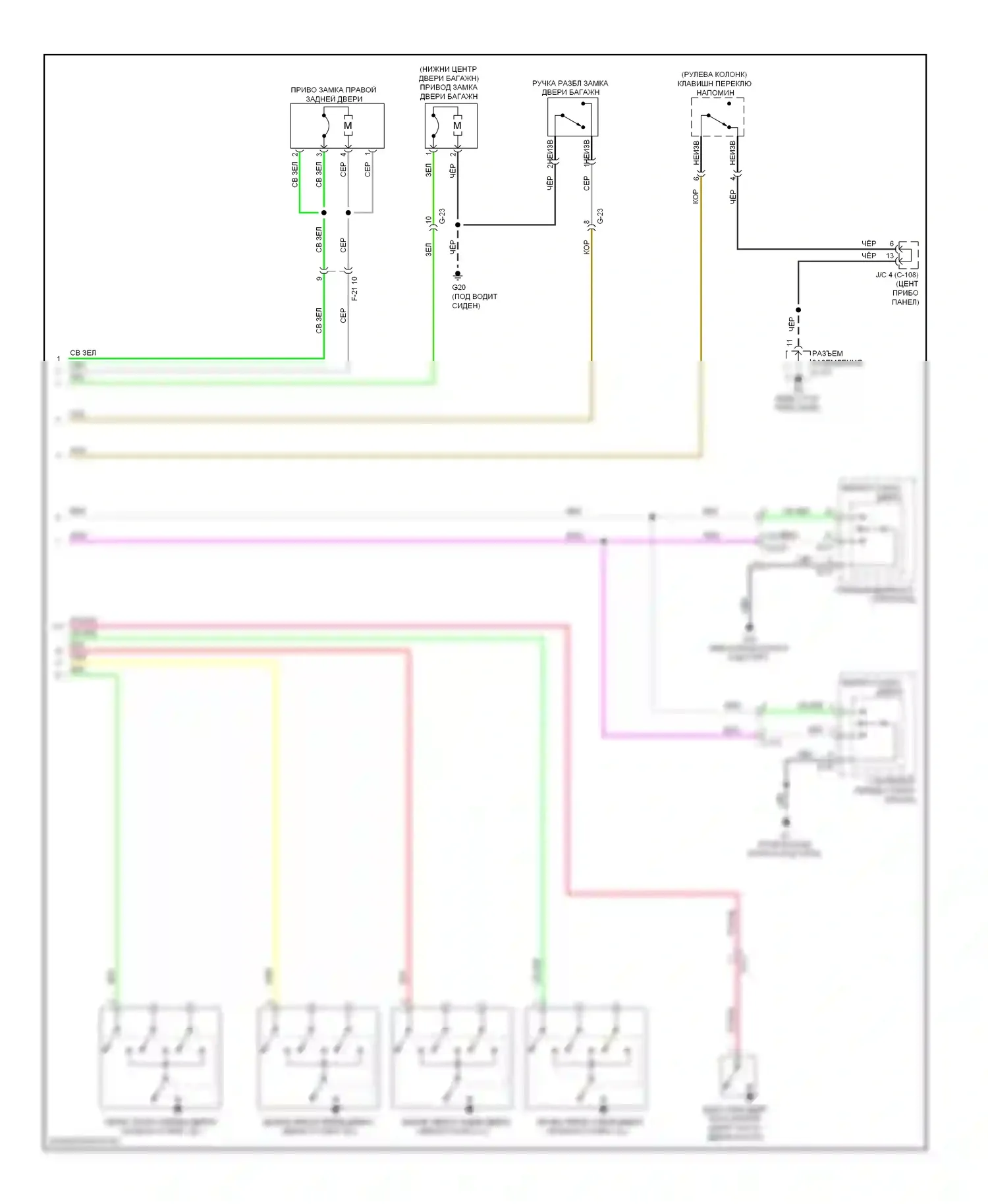 Outlander Mitsubishi III рестайлинг (2014-2015): Электросхема центрального замка, без ключа (2 из 2) 