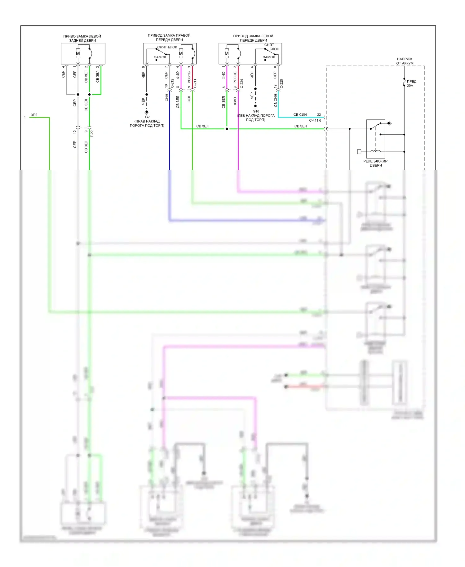 Outlander Mitsubishi III рестайлинг (2014-2015): Электросхема центрального замка, с бесключевым доступом (4 из 4) 