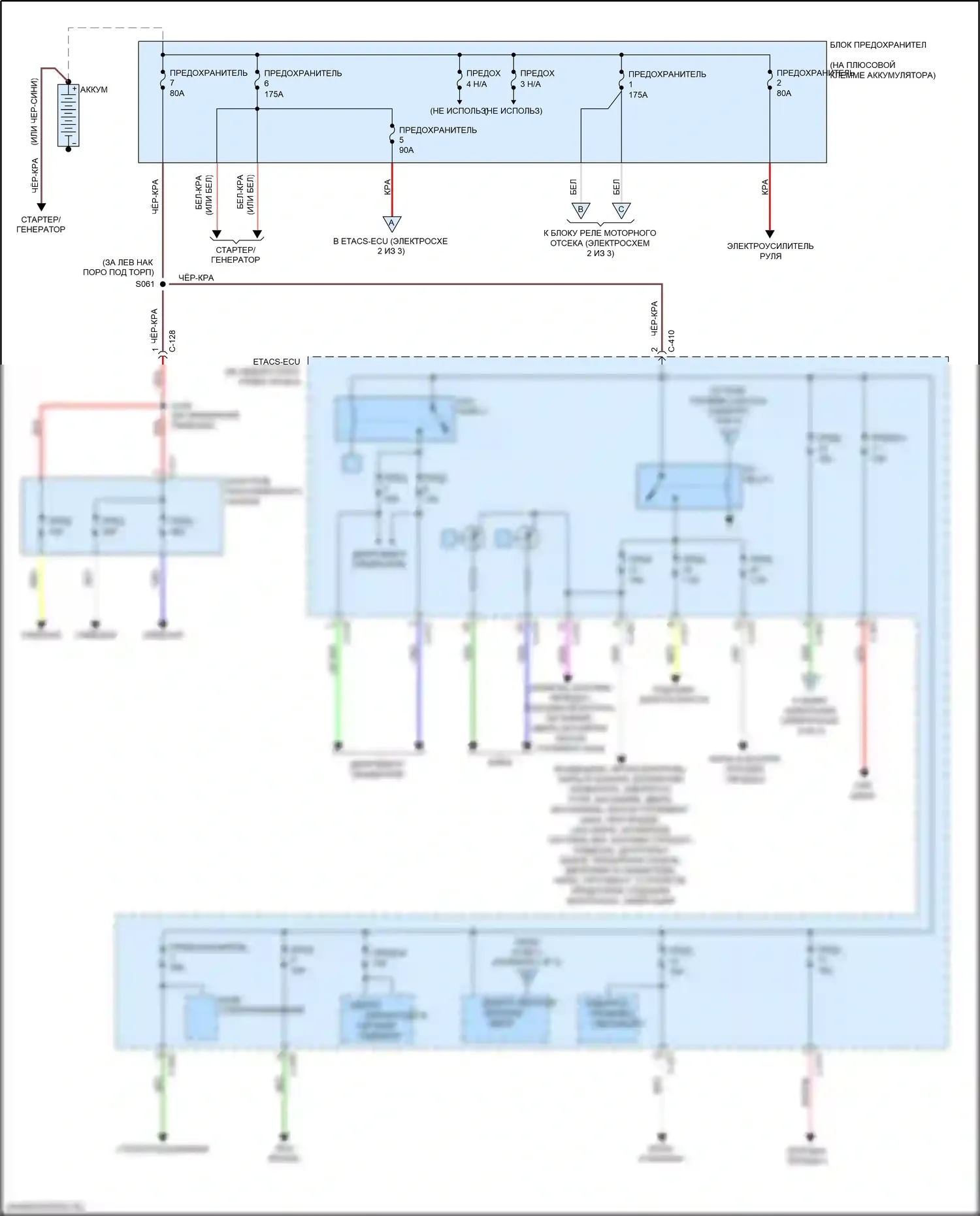 Outlander Mitsubishi III рестайлинг 2 (2015-2018): Электросхема блока предохранителей реле (1 из 3) 