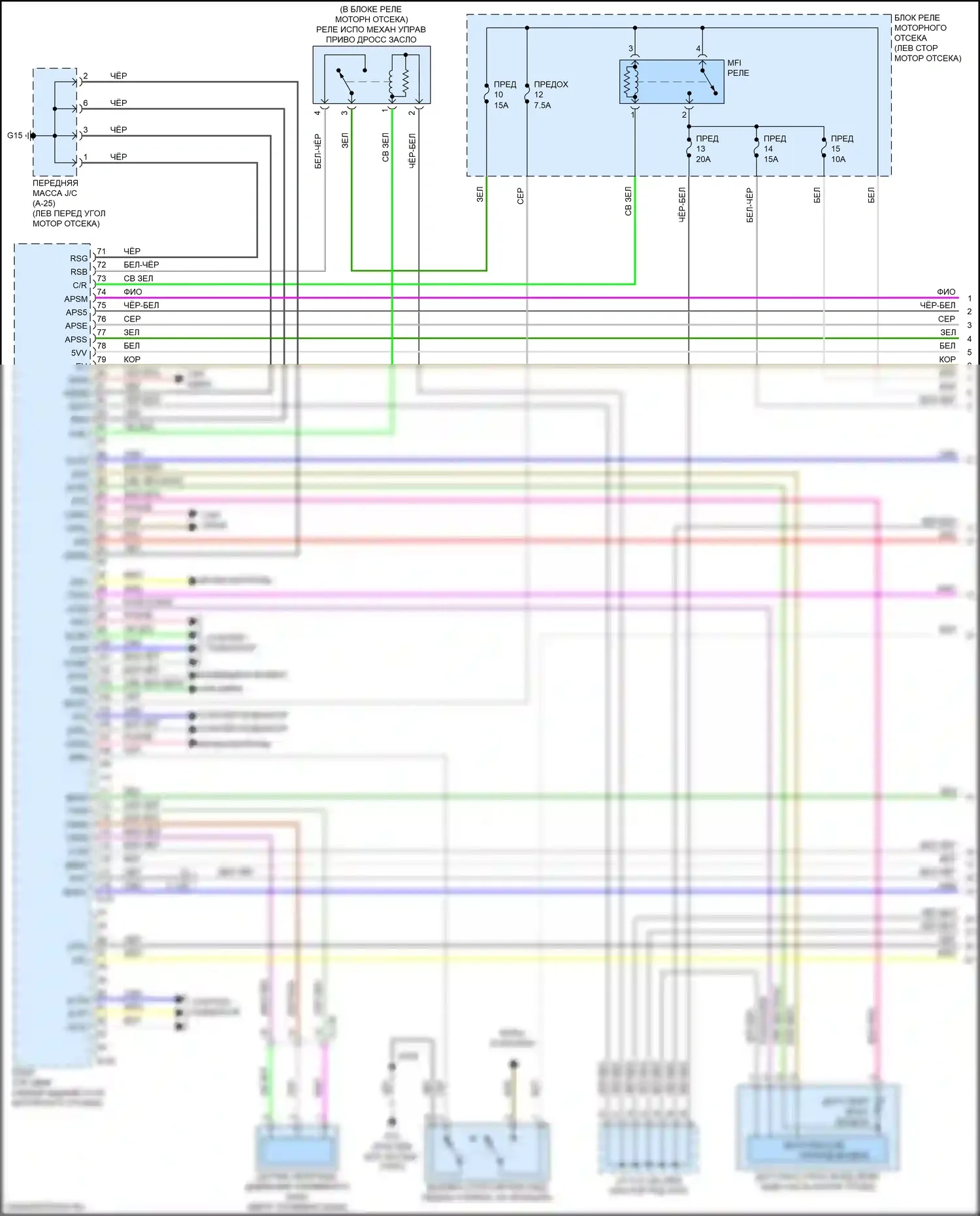 Outlander Mitsubishi III рестайлинг 2 (2015-2018): Электросхема двигателя 2.4л (1 из 5) 
