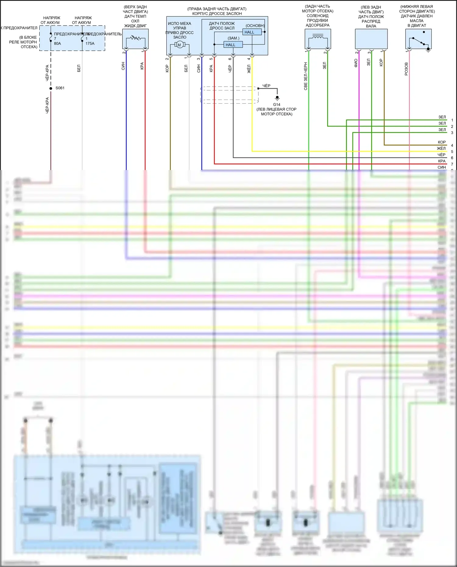 Outlander Mitsubishi III рестайлинг 2 (2015-2018): Электросхема двигателя 3.0l (3 из 4) 