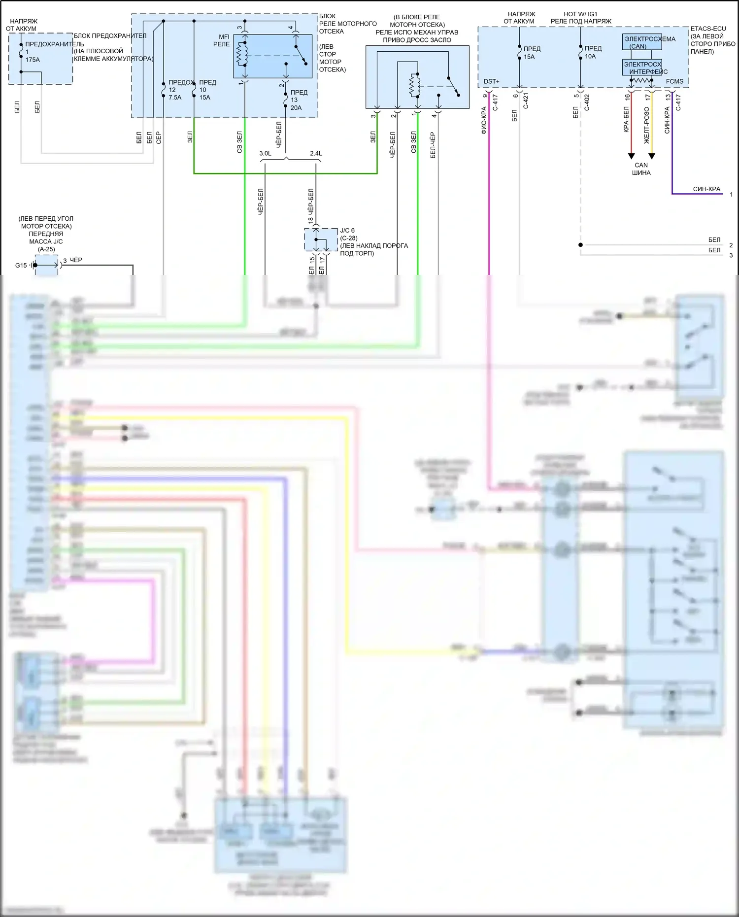 Outlander Mitsubishi III рестайлинг 2 (2015-2018): Электросхема круиз-контроля, с адаптивным круиз-контролем (1 из 2) 