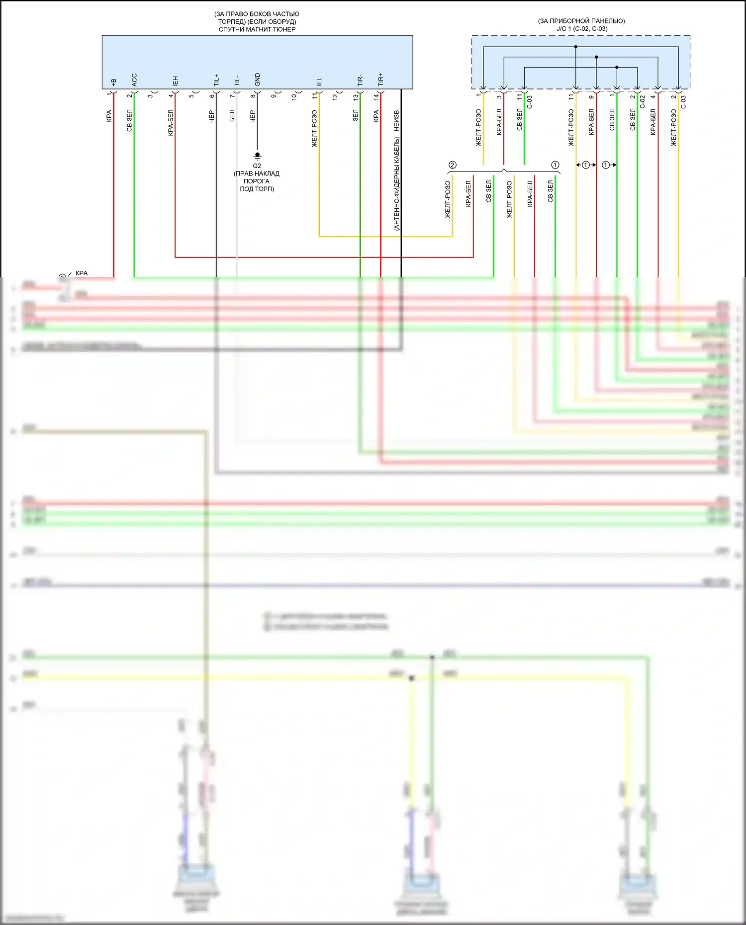 Outlander Mitsubishi III рестайлинг 2 (2015-2018): Электросхема магнитолы, с мультисвязью, без усилителя (2 из 4) 