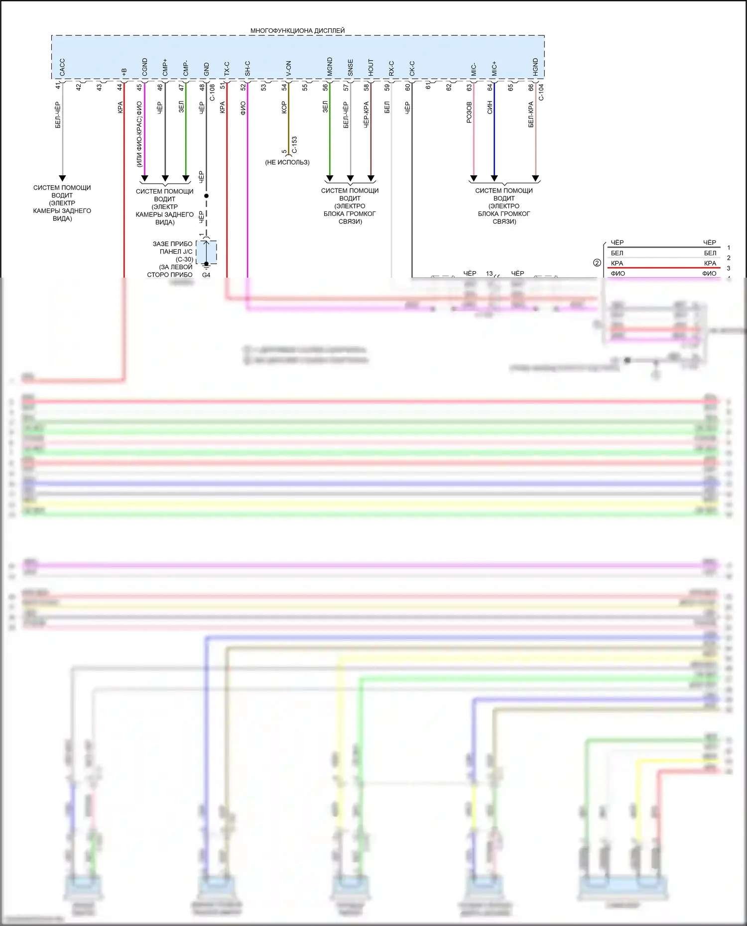 Outlander Mitsubishi III рестайлинг 2 (2015-2018): Электросхема магнитолы, с мультисвязью, с усилителем (3 из 4) 