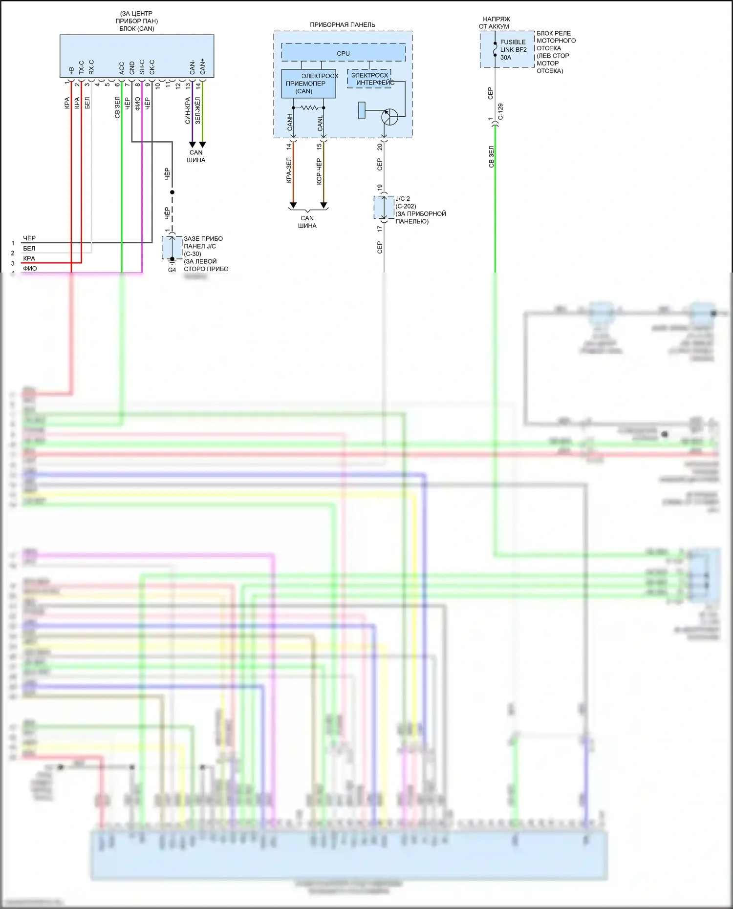 Outlander Mitsubishi III рестайлинг 2 (2015-2018): Электросхема магнитолы, с мультисвязью, с усилителем (4 из 4) 