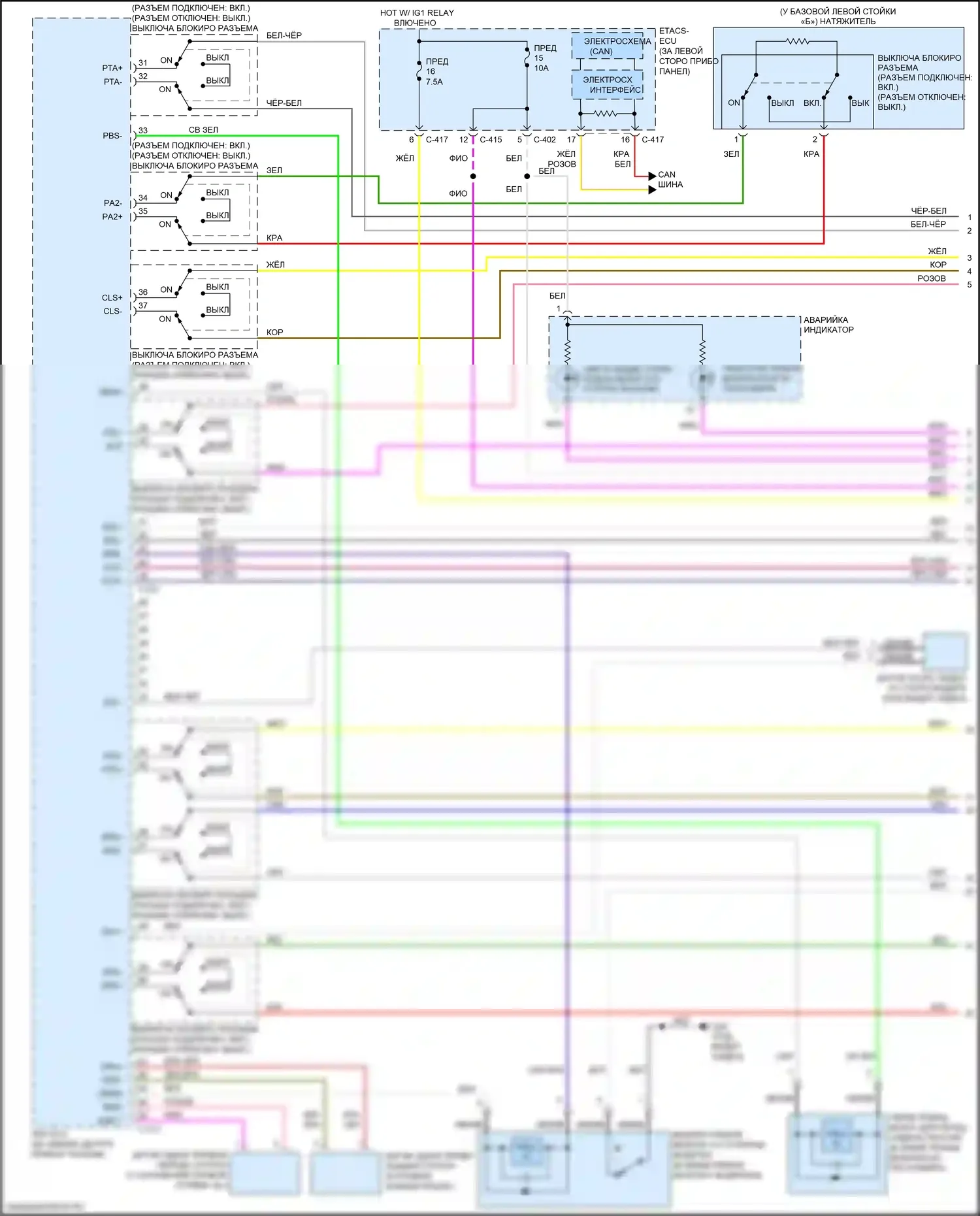 Outlander Mitsubishi III рестайлинг 2 (2015-2018): Электросхема подушек безопасности (1 из 4) 