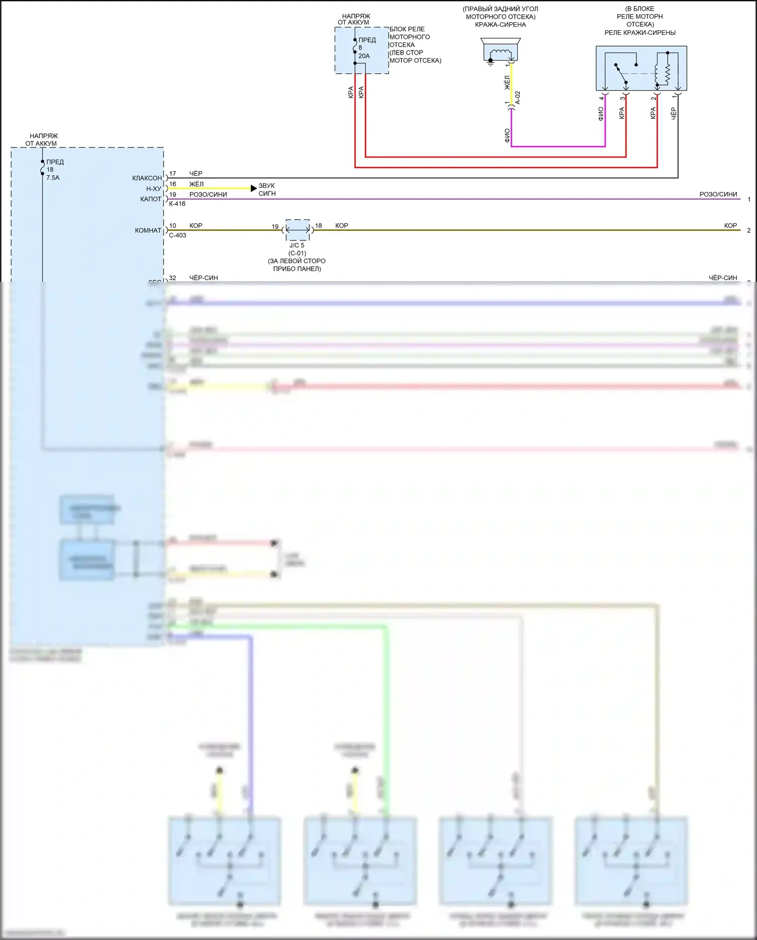 Outlander Mitsubishi III рестайлинг 2 (2015-2018): Электросхема защиты от взлома (1 из 2) 