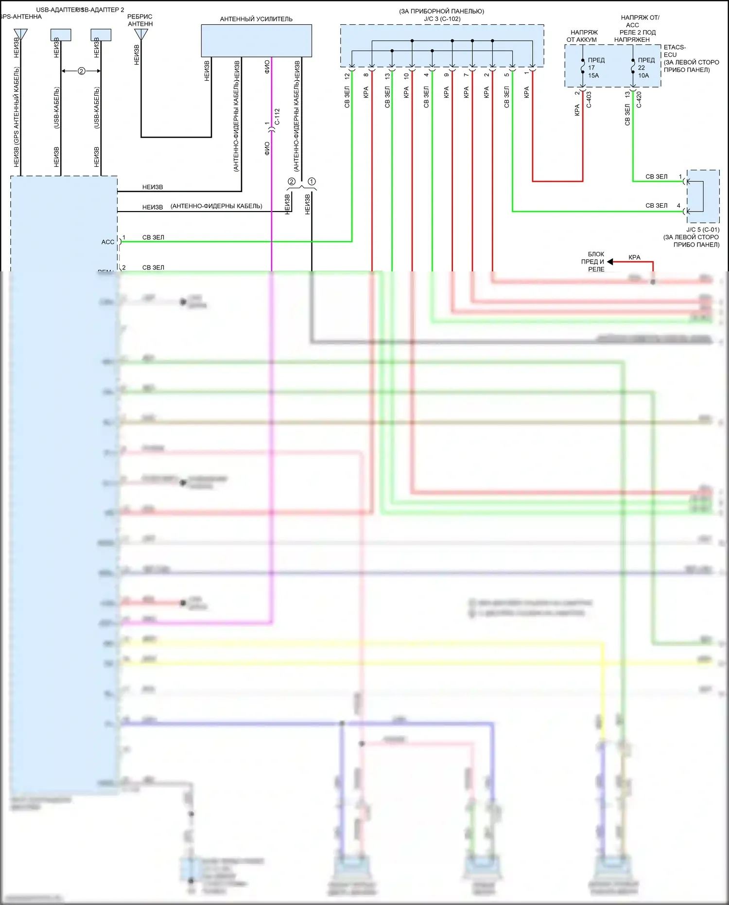 Outlander Mitsubishi III рестайлинг 2 (2015-2018): Электросхема навигации, без усилителя (1 из 4) 
