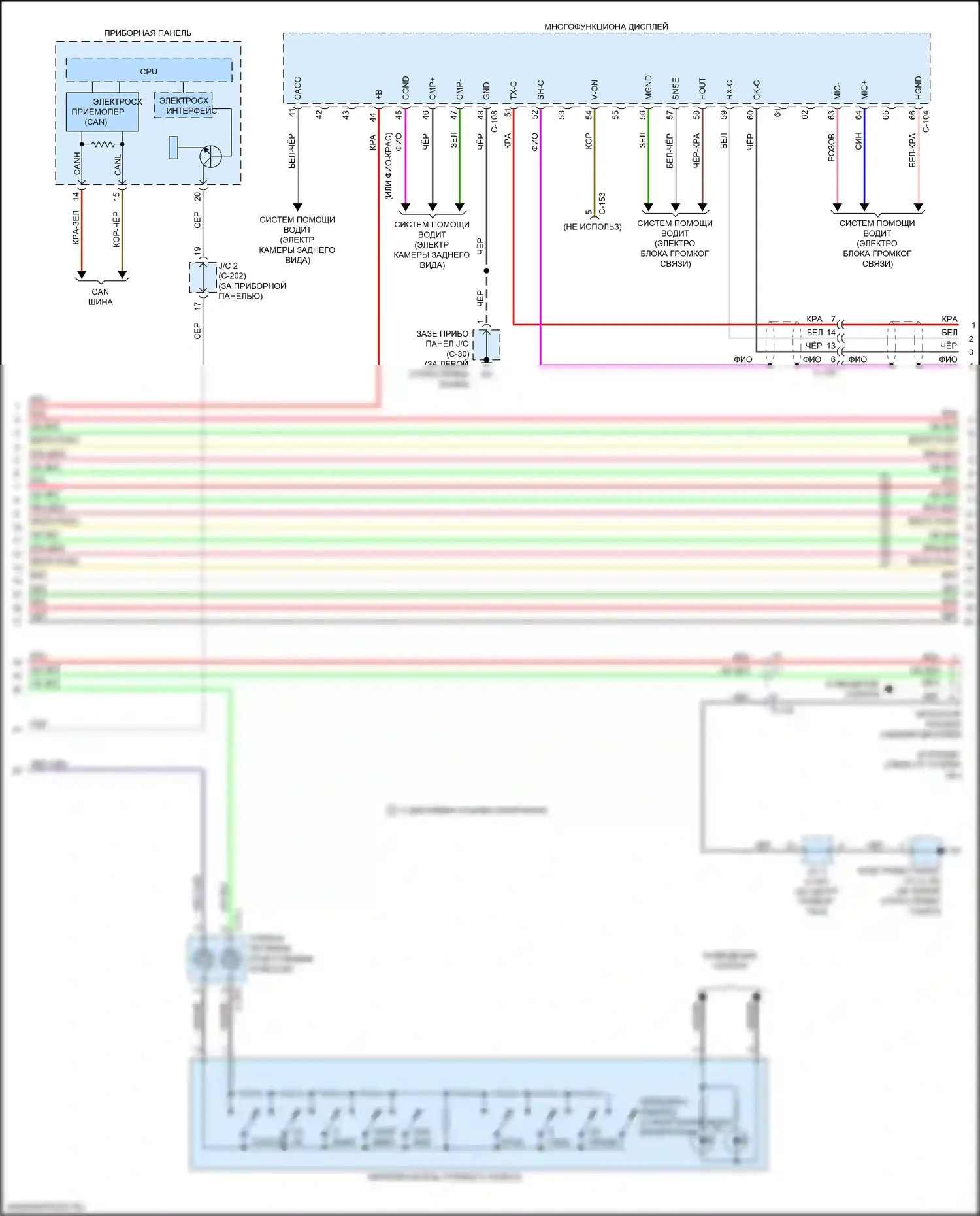 Outlander Mitsubishi III рестайлинг 2 (2015-2018): Электросхема навигации, без усилителя (3 из 4) 