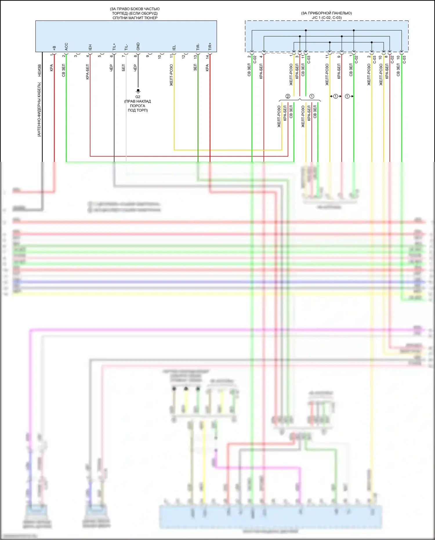 Outlander Mitsubishi III рестайлинг 2 (2015-2018): Электросхема навигации, с усилителем (2 из 4) 