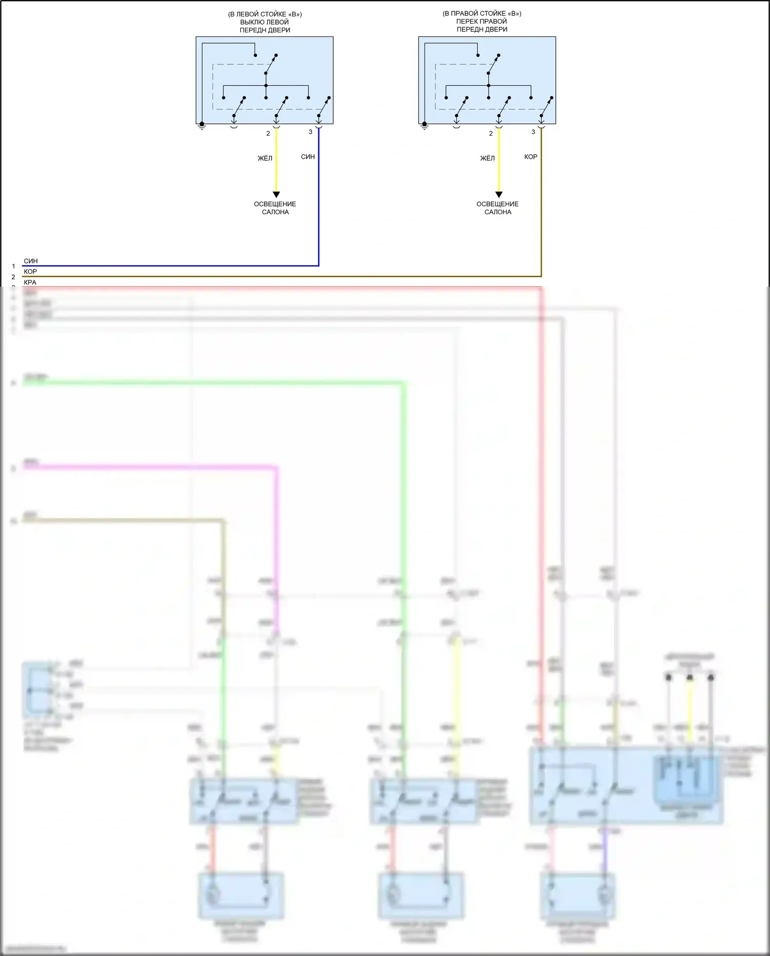Outlander Mitsubishi III рестайлинг 2 (2015-2018): Электросхема стеклоподъемников (2 из 2) 