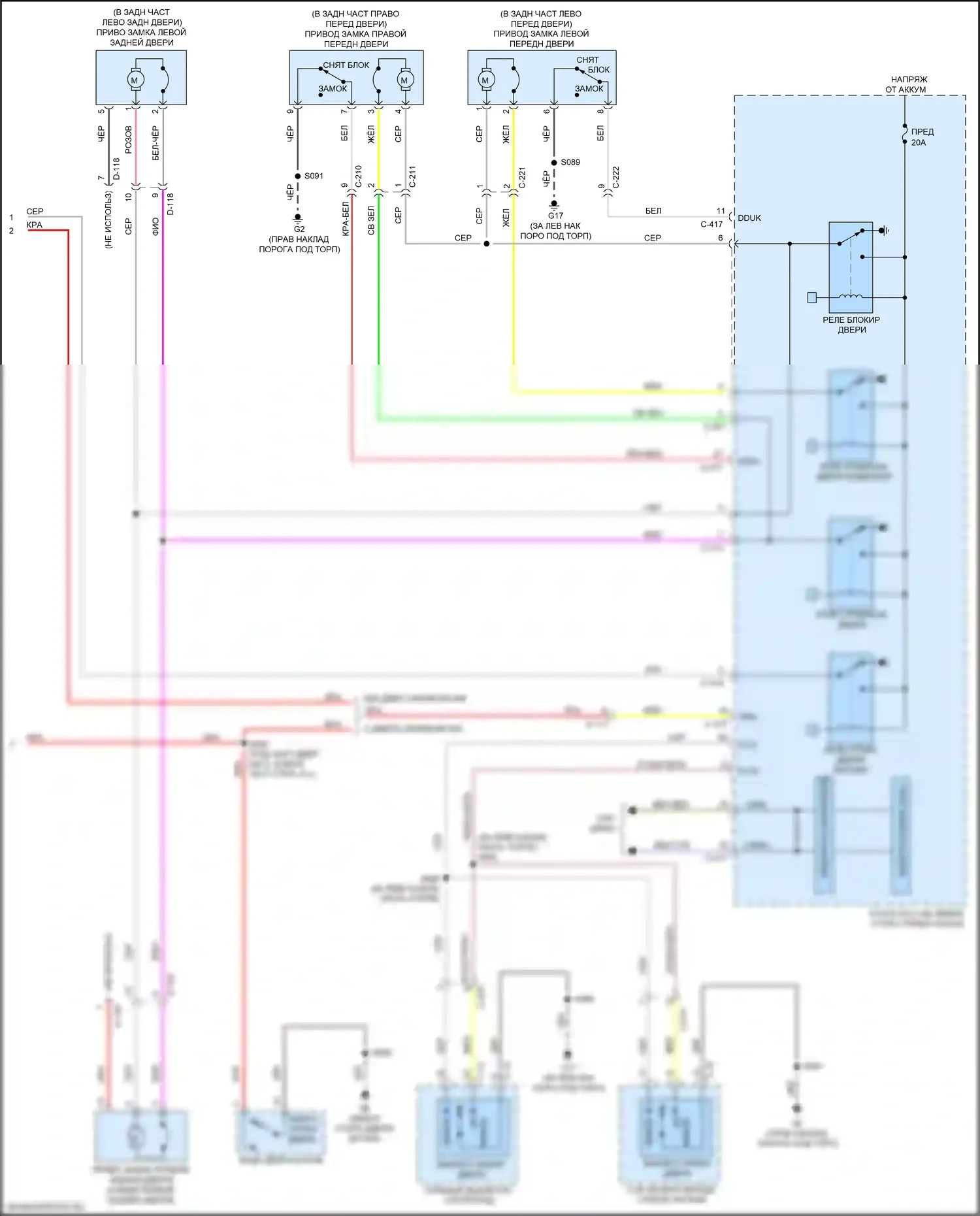 Outlander Mitsubishi III рестайлинг 2 (2015-2018): Электросхема центрального замка, с бесключевым доступом (4 из 4) 