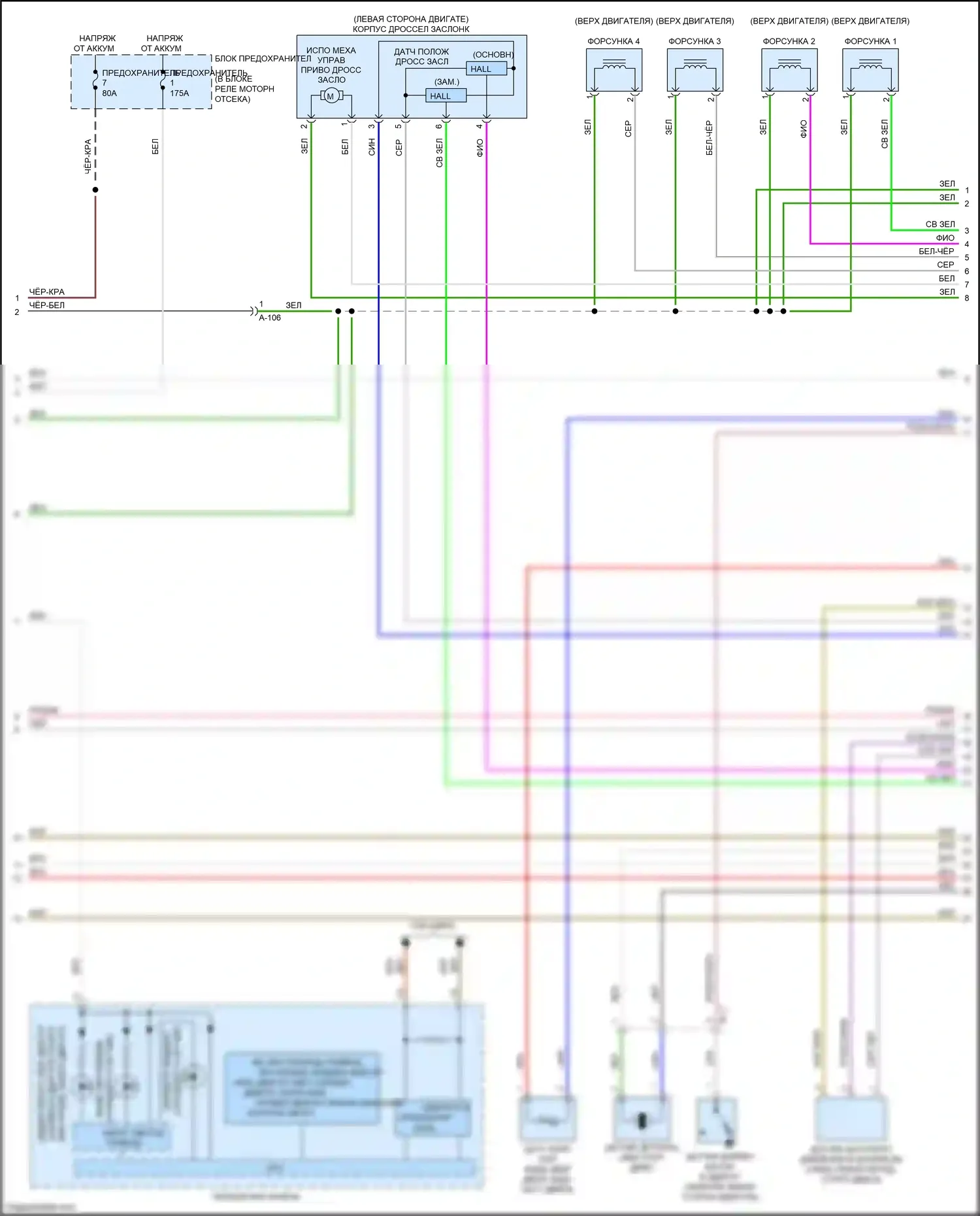 Outlander Mitsubishi III рестайлинг 3 (2018-2024): Электросхема двигателя 2.4л (4 из 5) 
