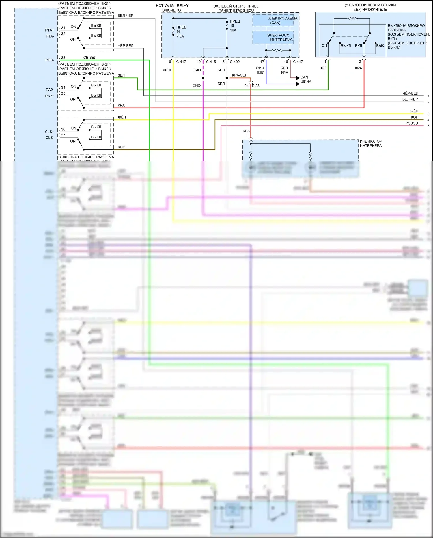 Outlander Mitsubishi III рестайлинг 3 (2018-2024): Электросхема подушек безопасности (1 из 4) 