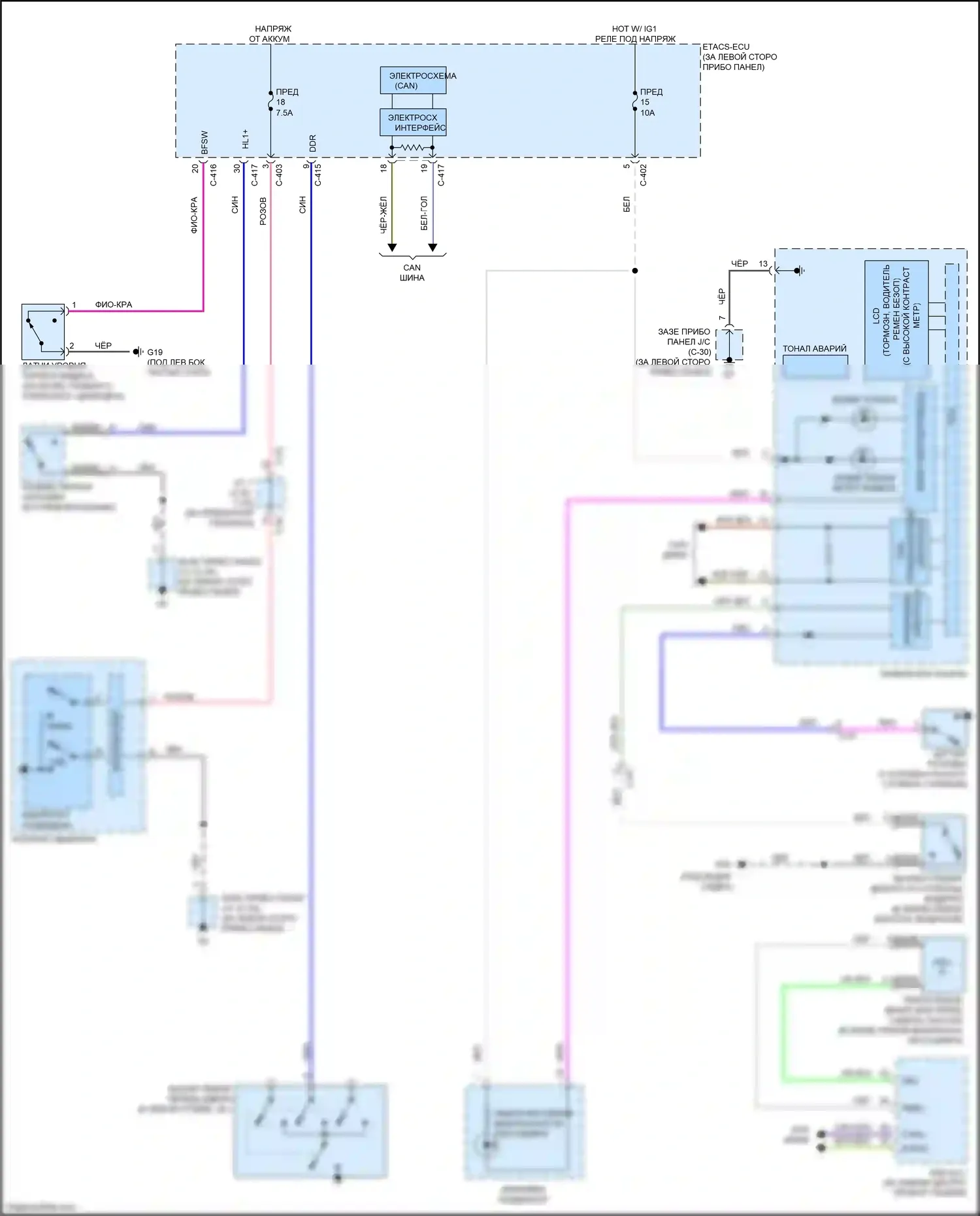 Outlander Mitsubishi III рестайлинг 3 (2018-2024): Электросхема утора 