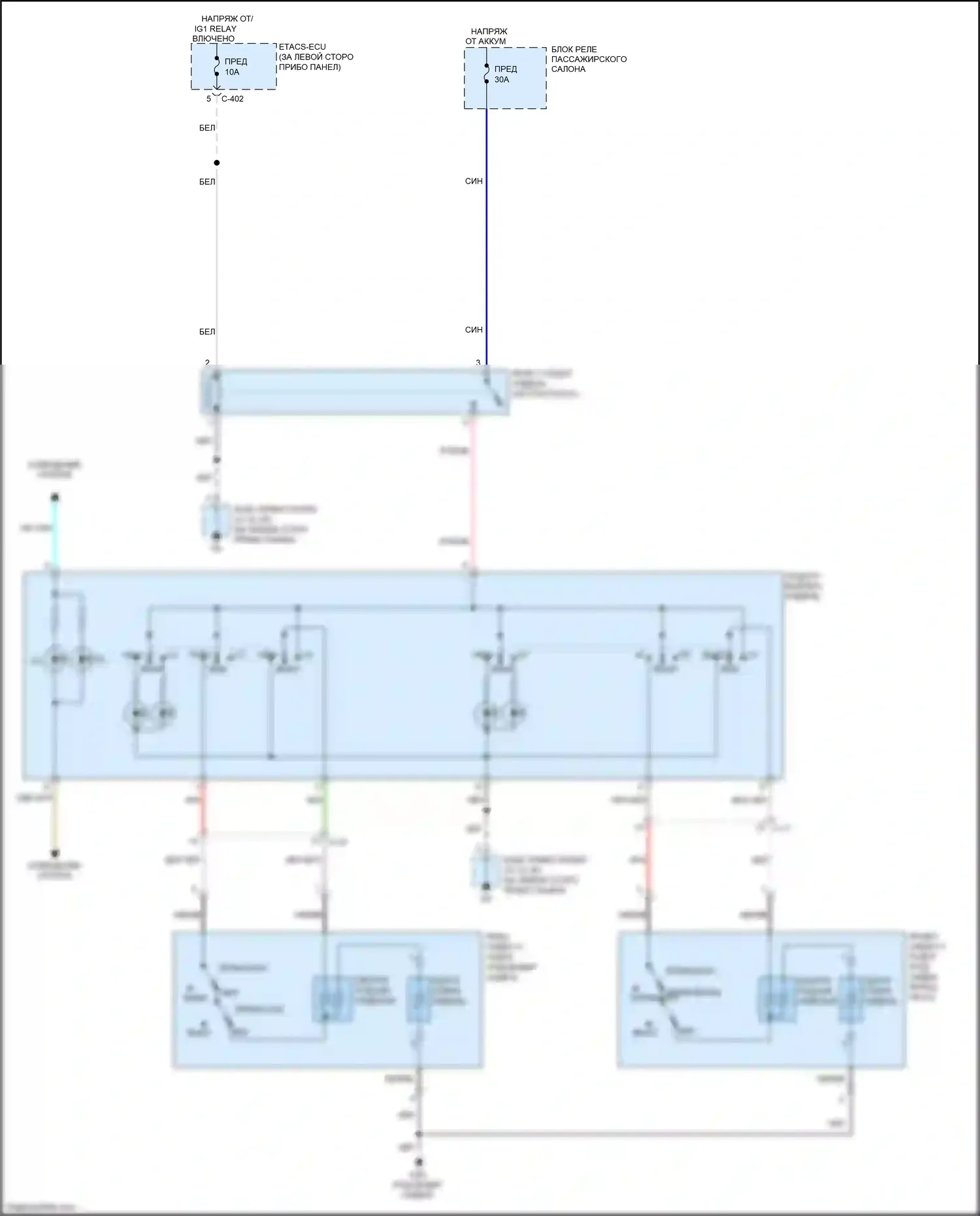 Outlander Mitsubishi III рестайлинг 3 (2018-2024): Электросхема обогреваемых сидений 