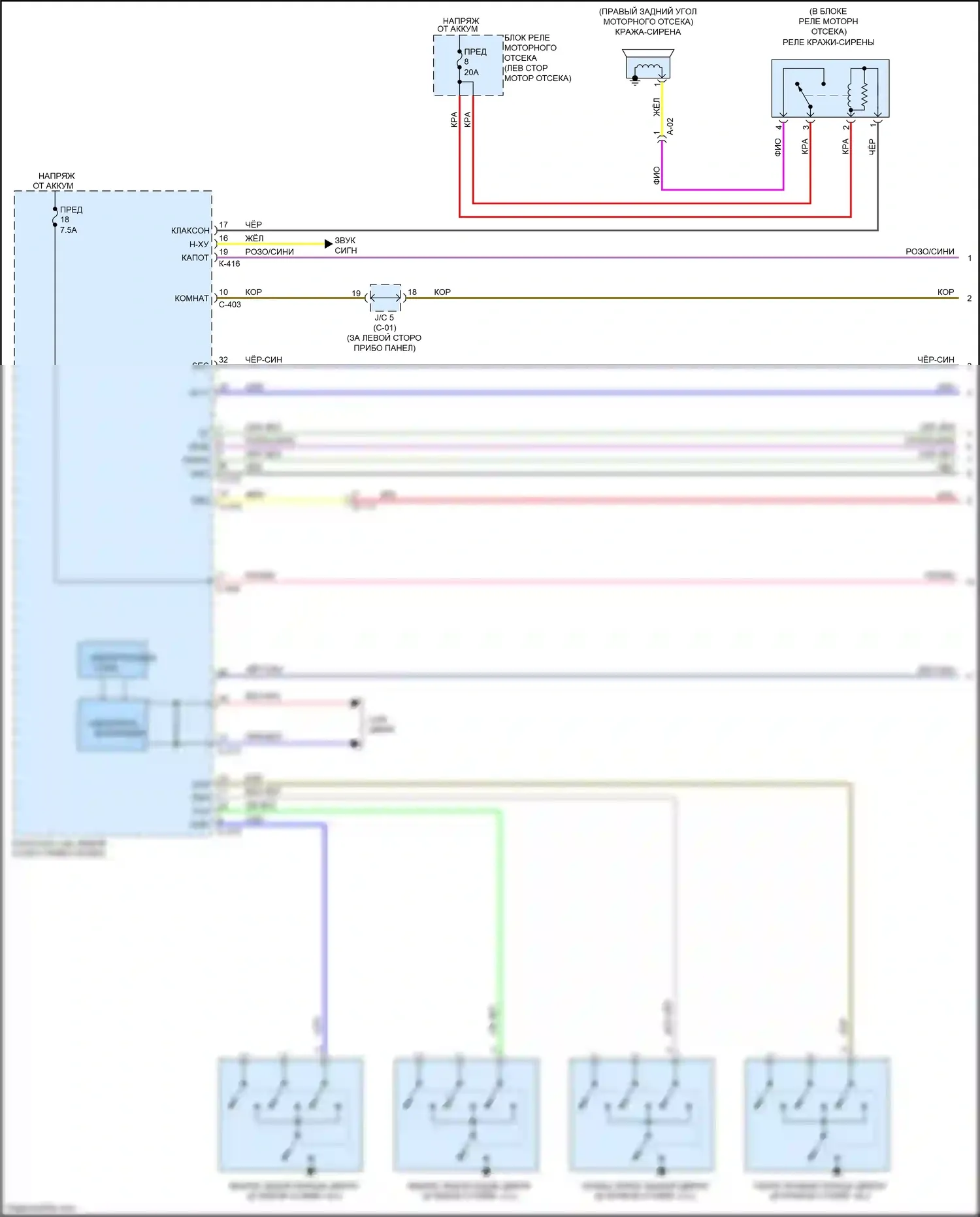 Outlander Mitsubishi III рестайлинг 3 (2018-2024): Электросхема защиты от взлома (1 из 2) 
