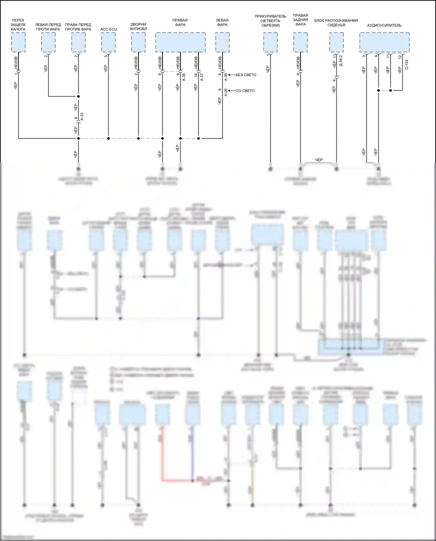 Outlander Mitsubishi III рестайлинг 3 (2018-2024): Электросхема точек подключения масс (1 из 3) 