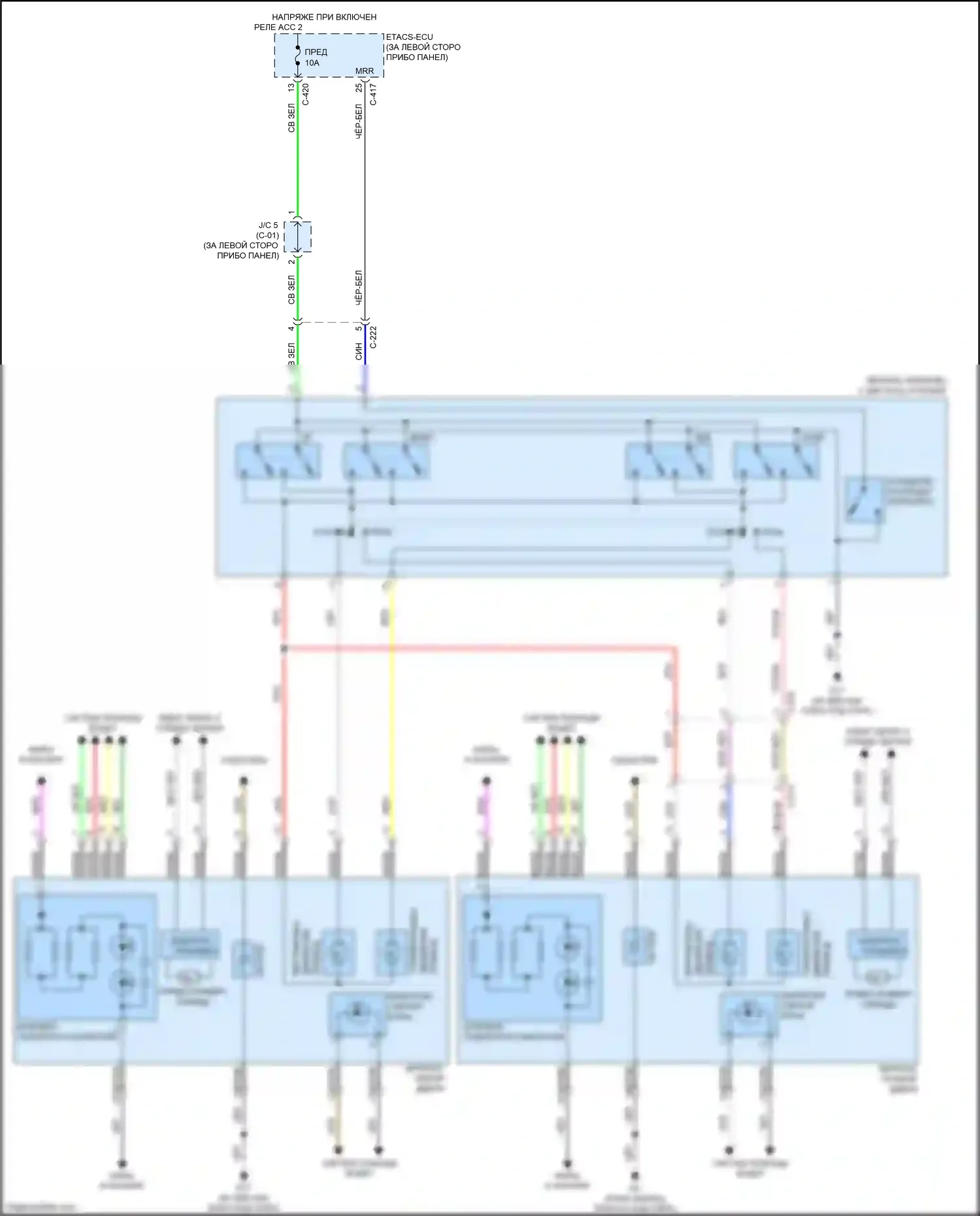 Outlander Mitsubishi III рестайлинг 3 (2018-2024): Электросхема управления зеркалами заднего вида 