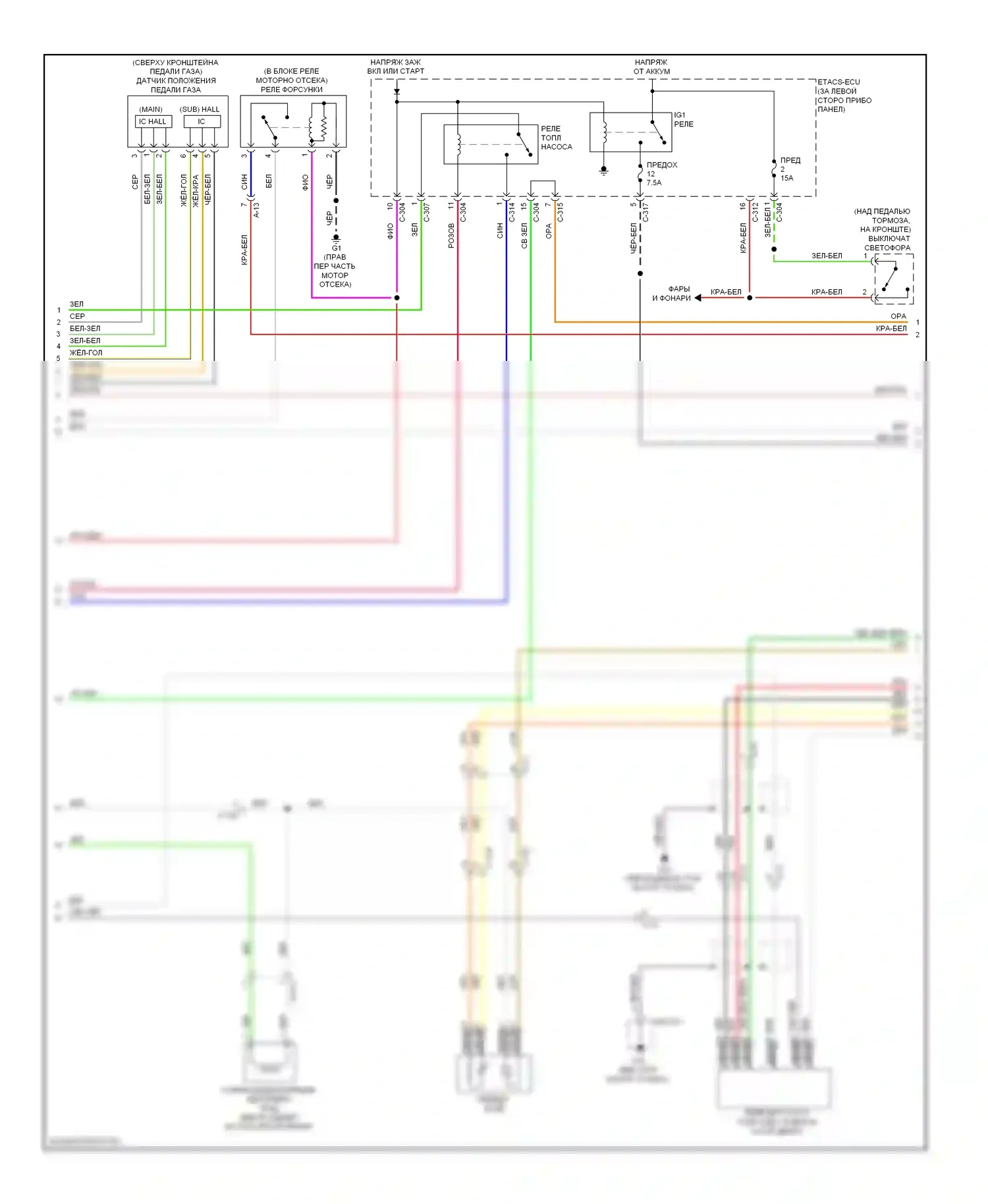 Outlander Mitsubishi III (2012-2015): Электросхема двигателя 2.4л (2 из 4) 