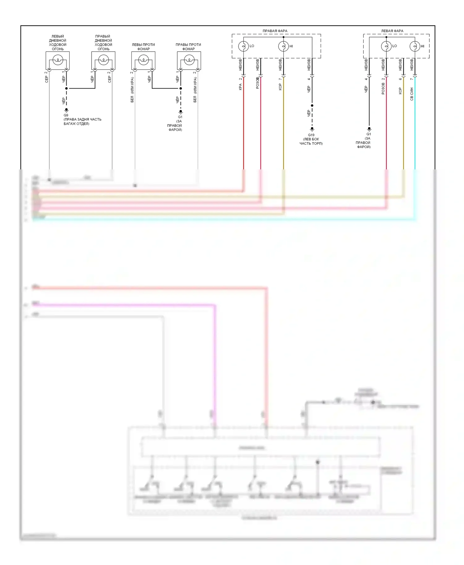 Outlander Mitsubishi III (2012-2015): Электросхема фар, без разряда высокой интенсивности (2 из 2) 