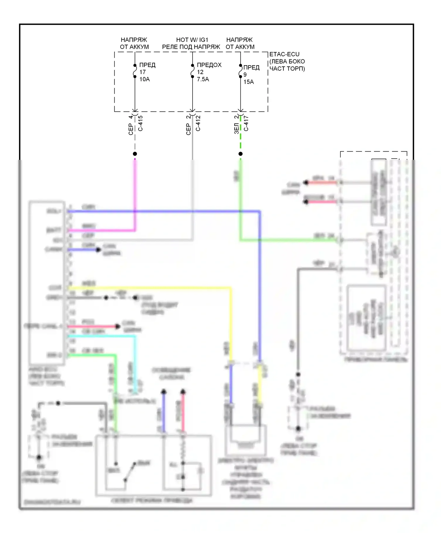 Outlander Mitsubishi III (2012-2015): Электросхема awd 