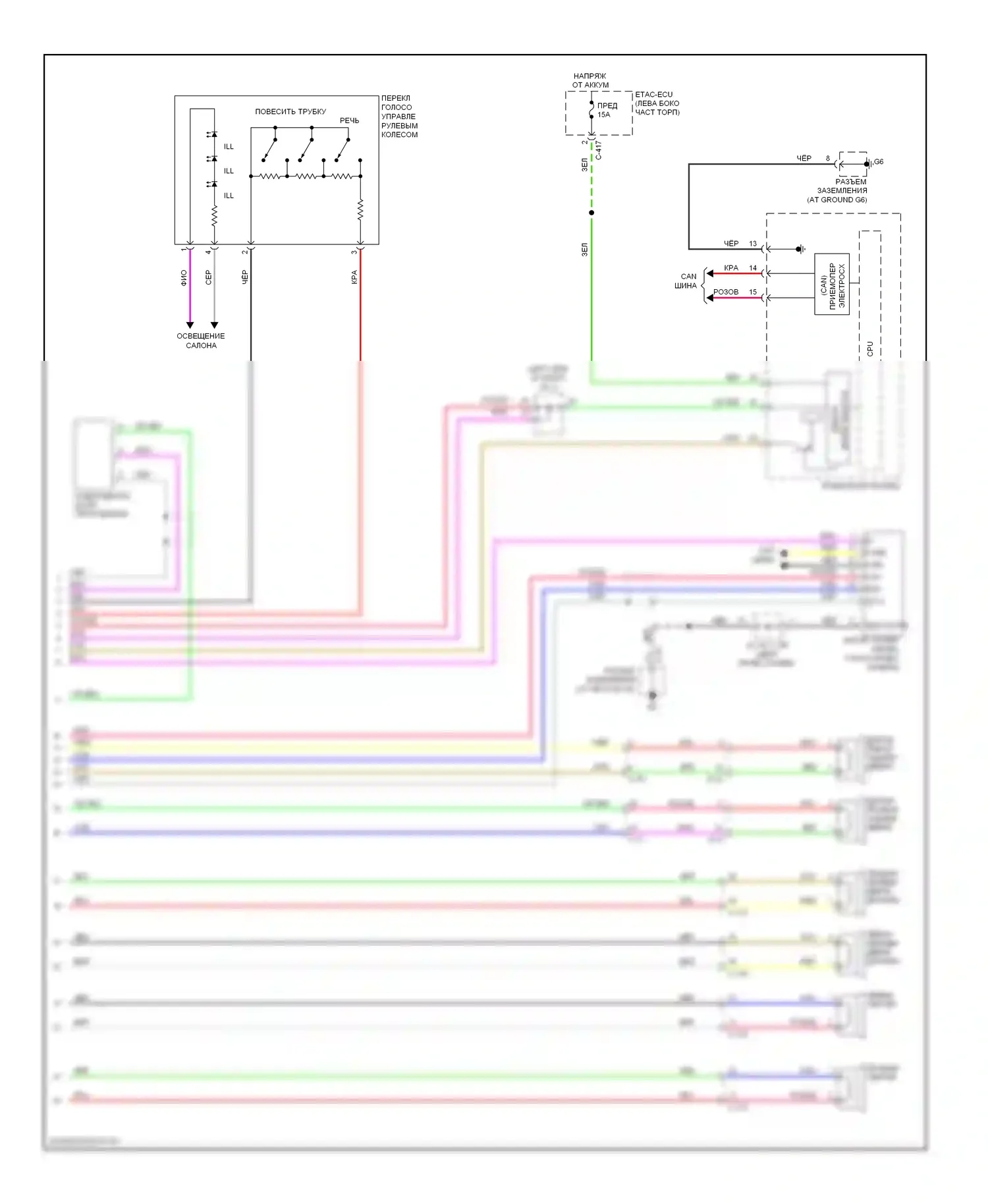 Outlander Mitsubishi III (2012-2015): Электросхема магнитолы, без системы мультисвязи, без усилителя (2 из 2) 
