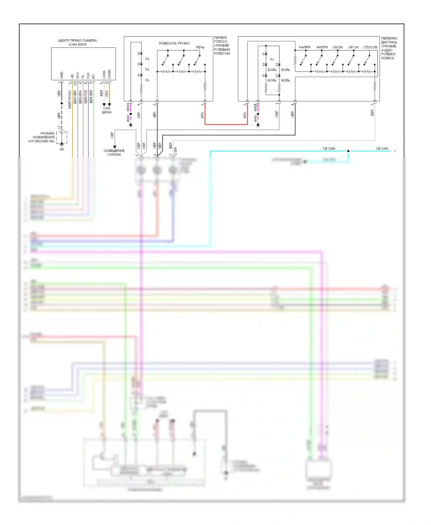 Outlander Mitsubishi III (2012-2015): Электросхема магнитолы, с мультисвязной системой (2 из 3) 