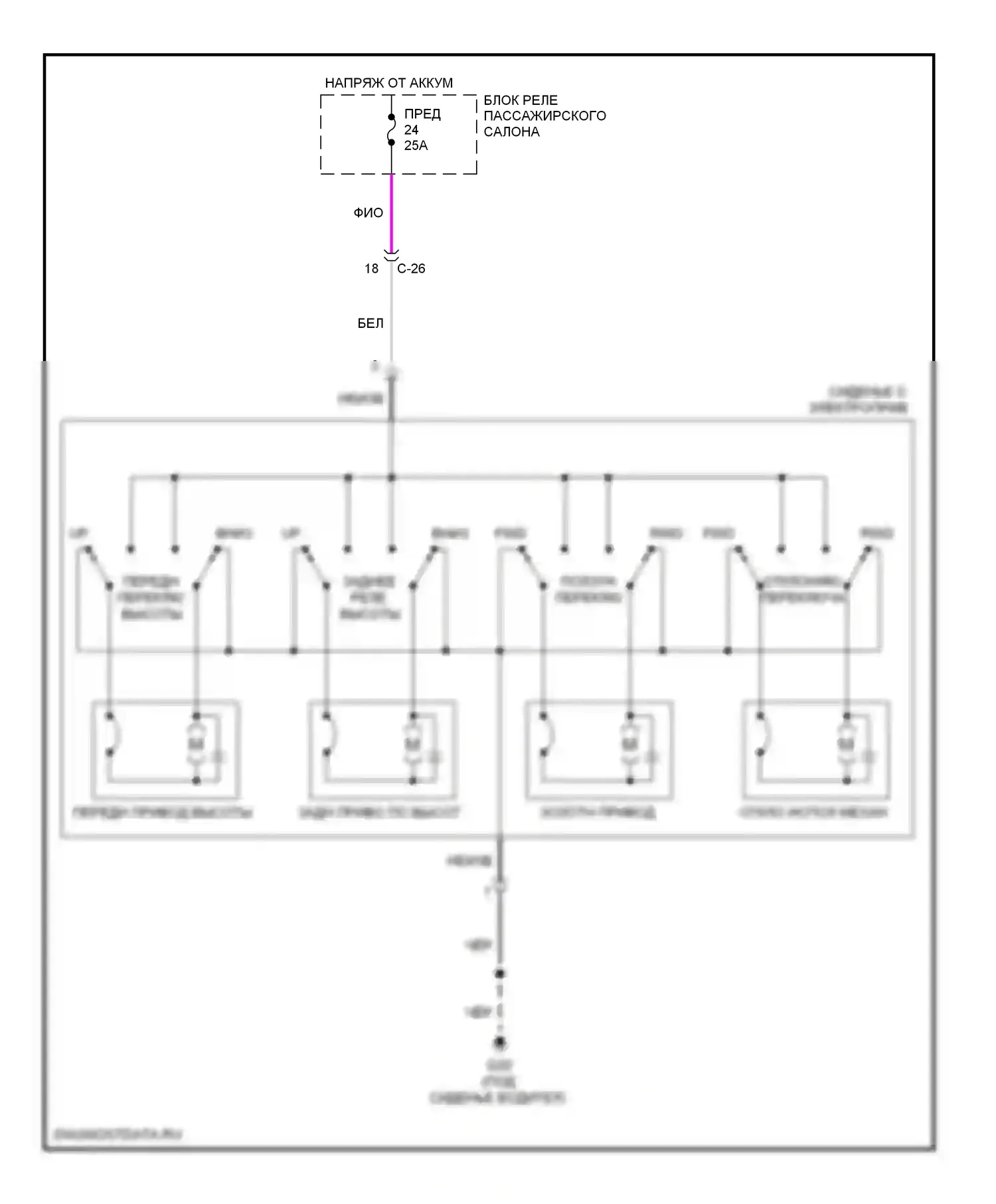 Outlander Mitsubishi III (2012-2015): Электросхема силового сиденья 