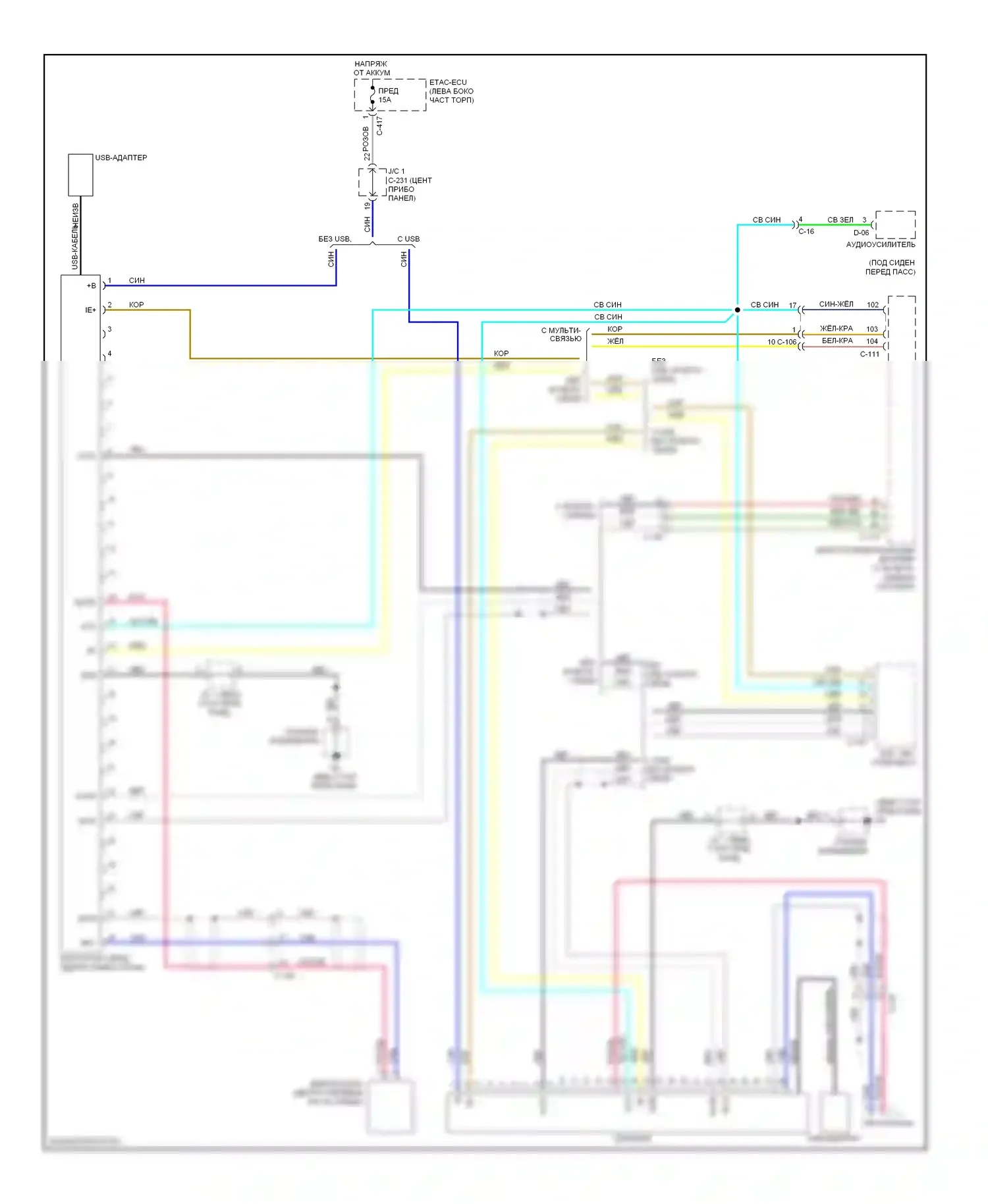 Outlander Mitsubishi III (2012-2015): Электросхема блока громкоговорящей связи 