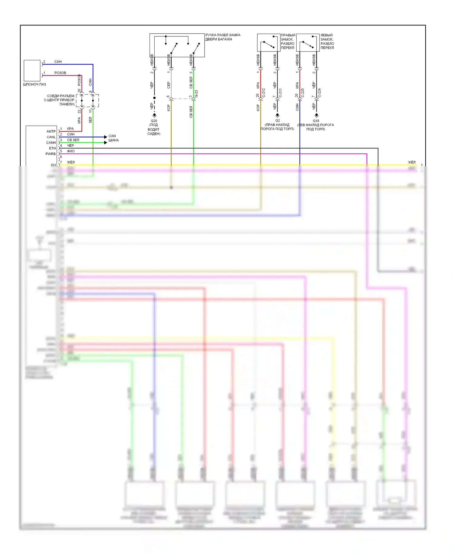 Outlander Mitsubishi III (2012-2015): Электросхема центрального замка, с бесключевым доступом (1 из 4) 