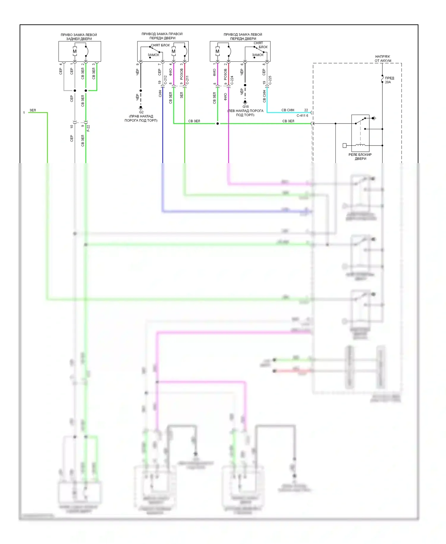 Outlander Mitsubishi III (2012-2015): Электросхема центрального замка, с бесключевым доступом (4 из 4) 