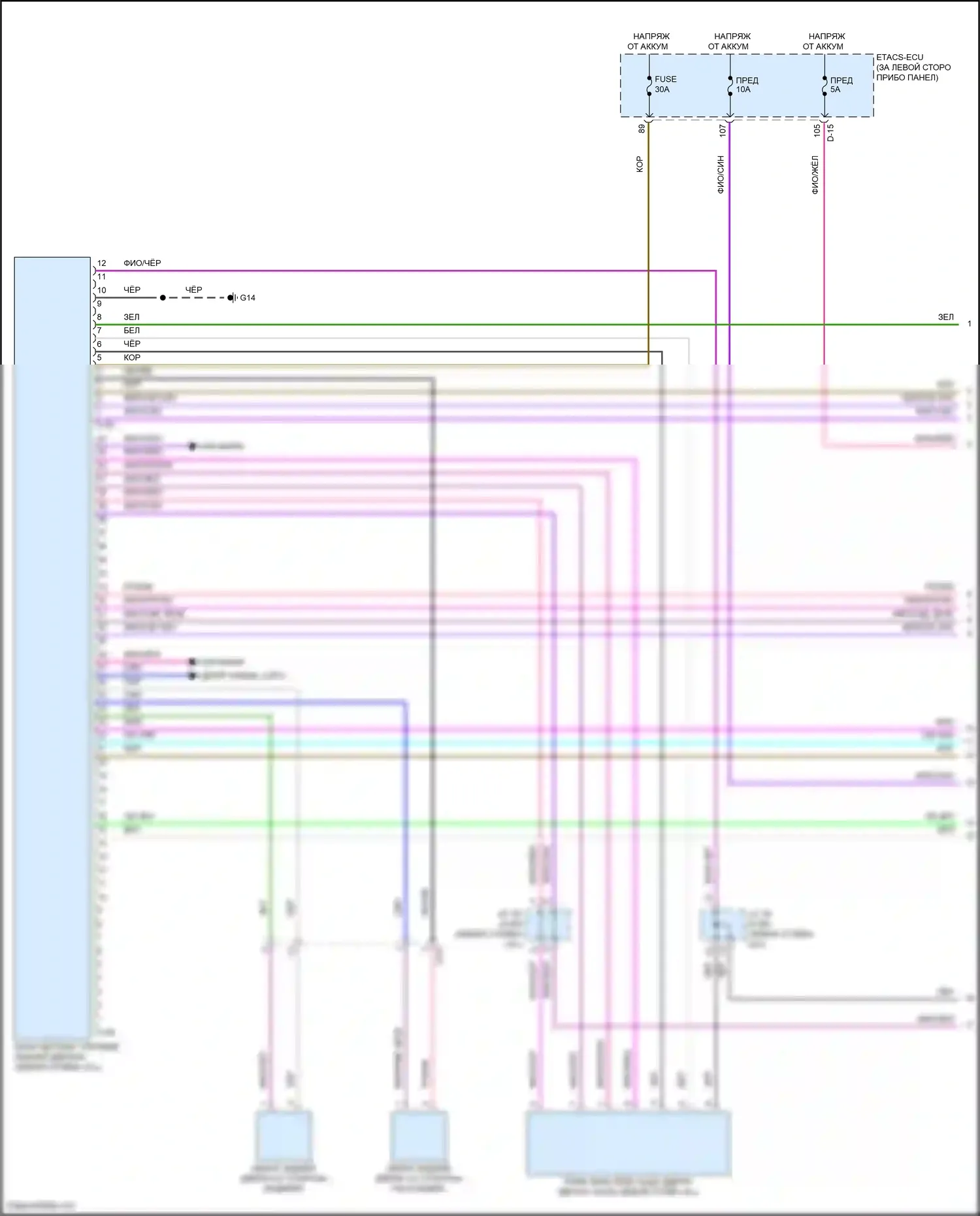 Outlander Mitsubishi IV (2021-2024): Электросхема автоматической задней двери (1 из 2) 