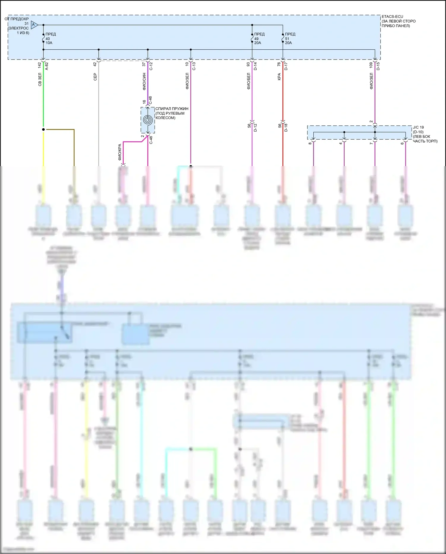 Outlander Mitsubishi IV (2021-2024): Электросхема блока предохранителей реле (2 из 6) 