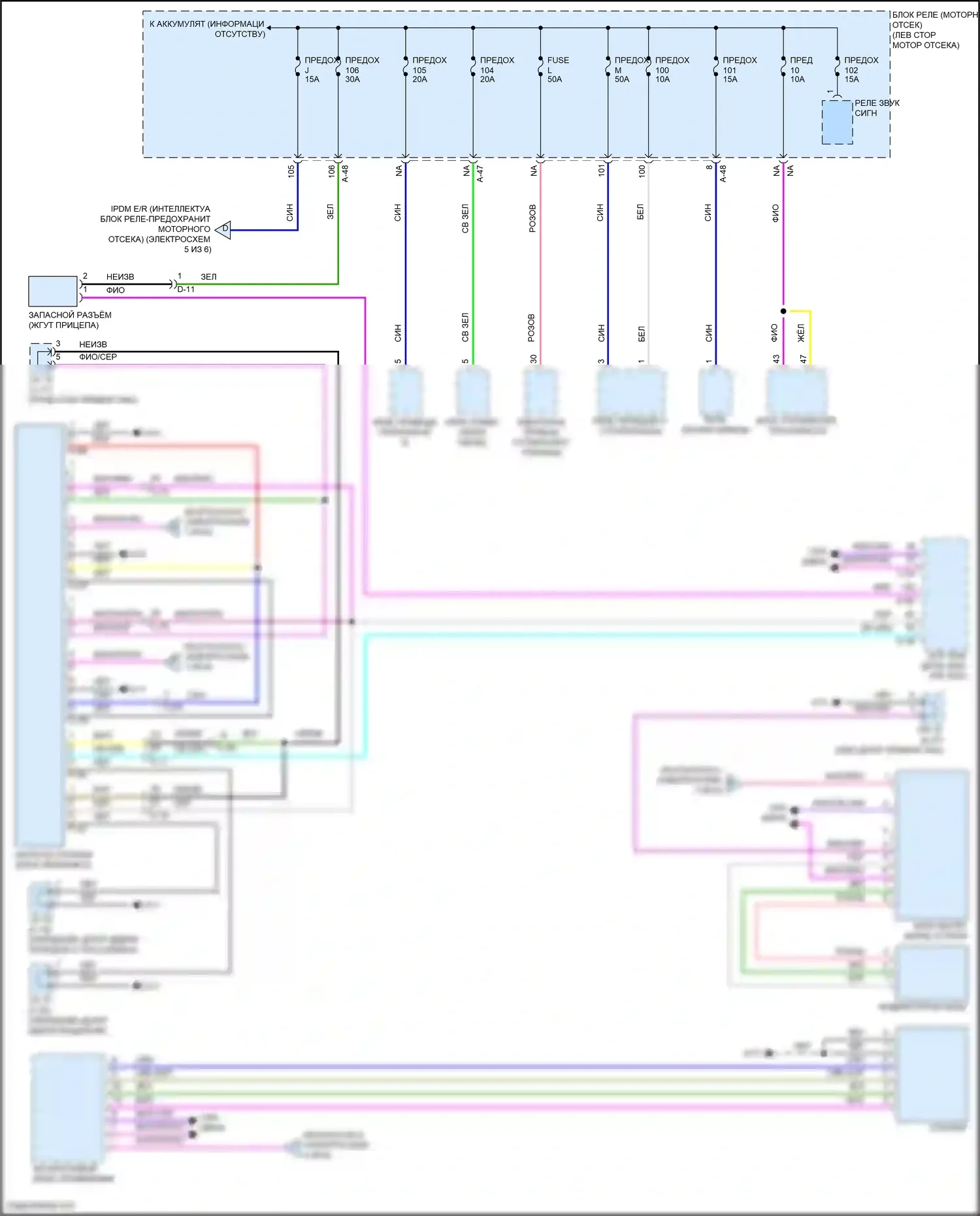 Outlander Mitsubishi IV (2021-2024): Электросхема блока предохранителей реле (6 из 6) 