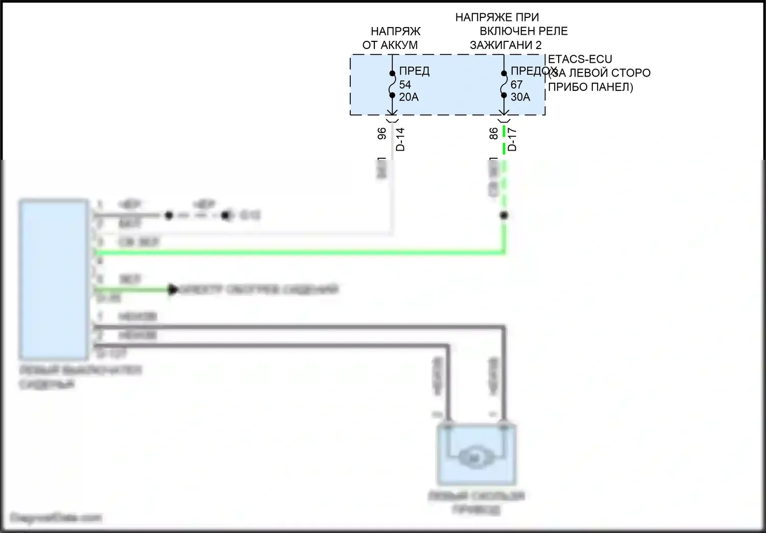 Outlander Mitsubishi IV (2021-2024): Питание водительского сиденья электросхема 