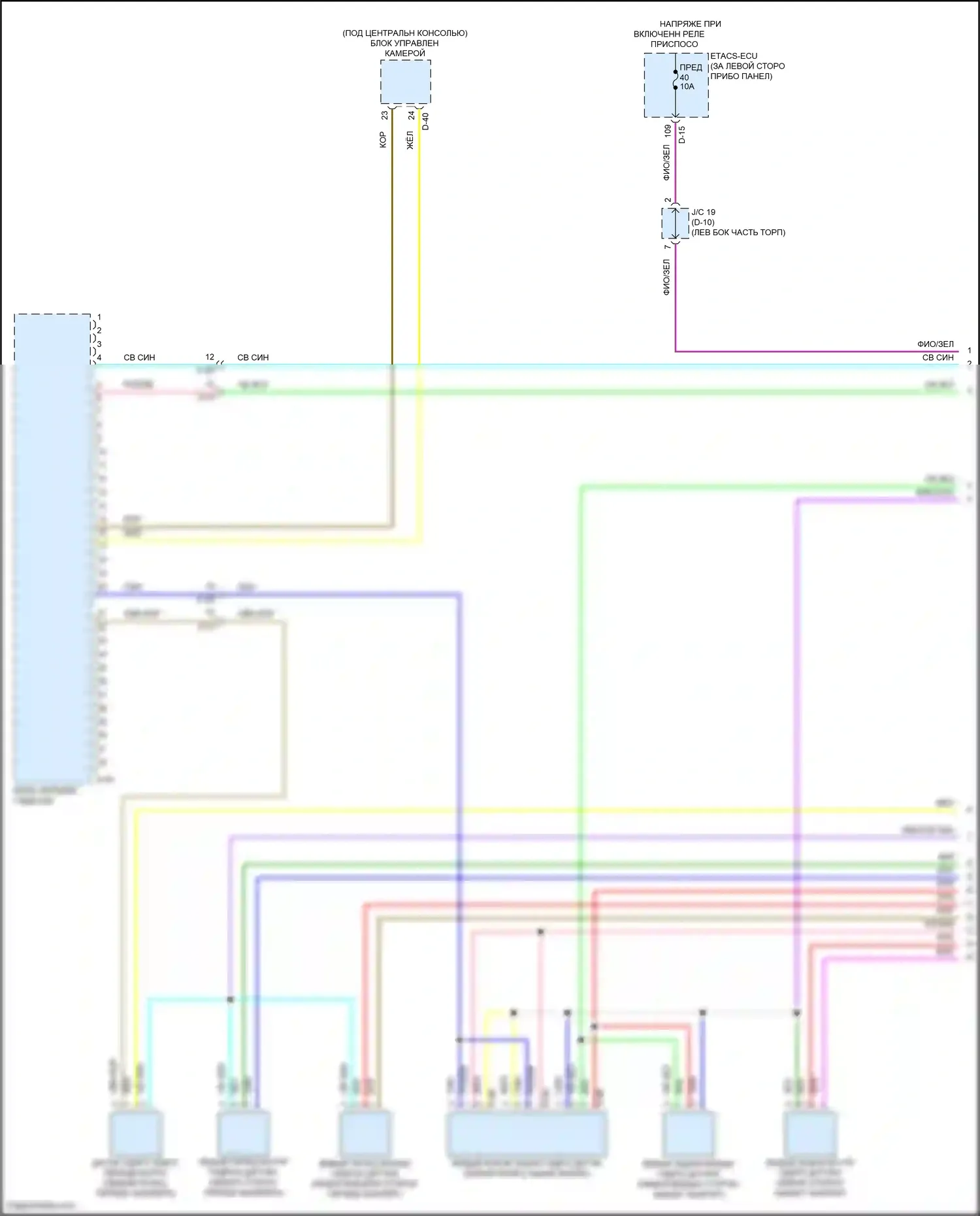 Outlander Mitsubishi IV (2021-2024): Электросхема заднего гидролокатора (1 из 2) 